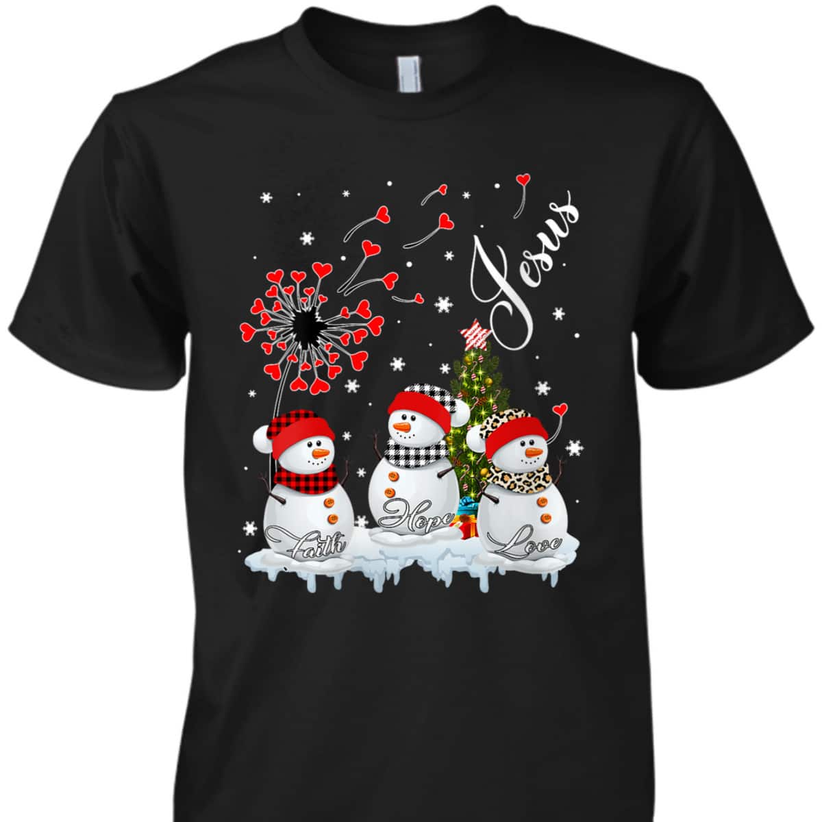 Merry Christmas Faith Hope Love Snowman Christian Cross Xmas T-Shirt Merry Christmas Faith Hope Love Snowman Christian Cross Xmas T-Shirt