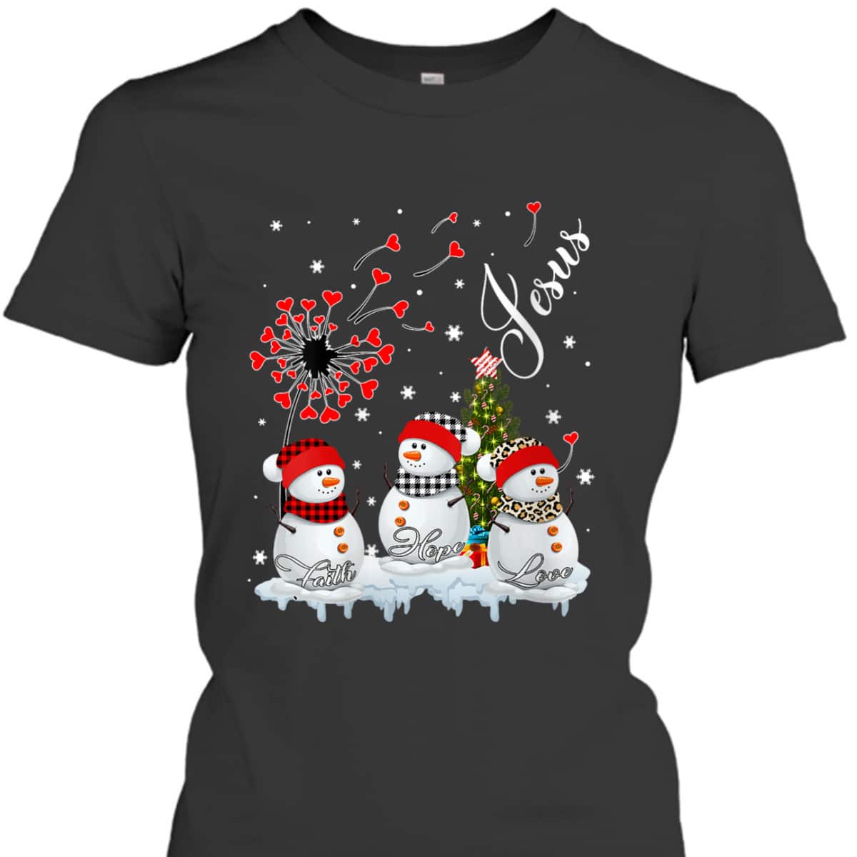 Merry Christmas Faith Hope Love Snowman Christian Cross Xmas T-Shirt Merry Christmas Faith Hope Love Snowman Christian Cross Xmas T-Shirt