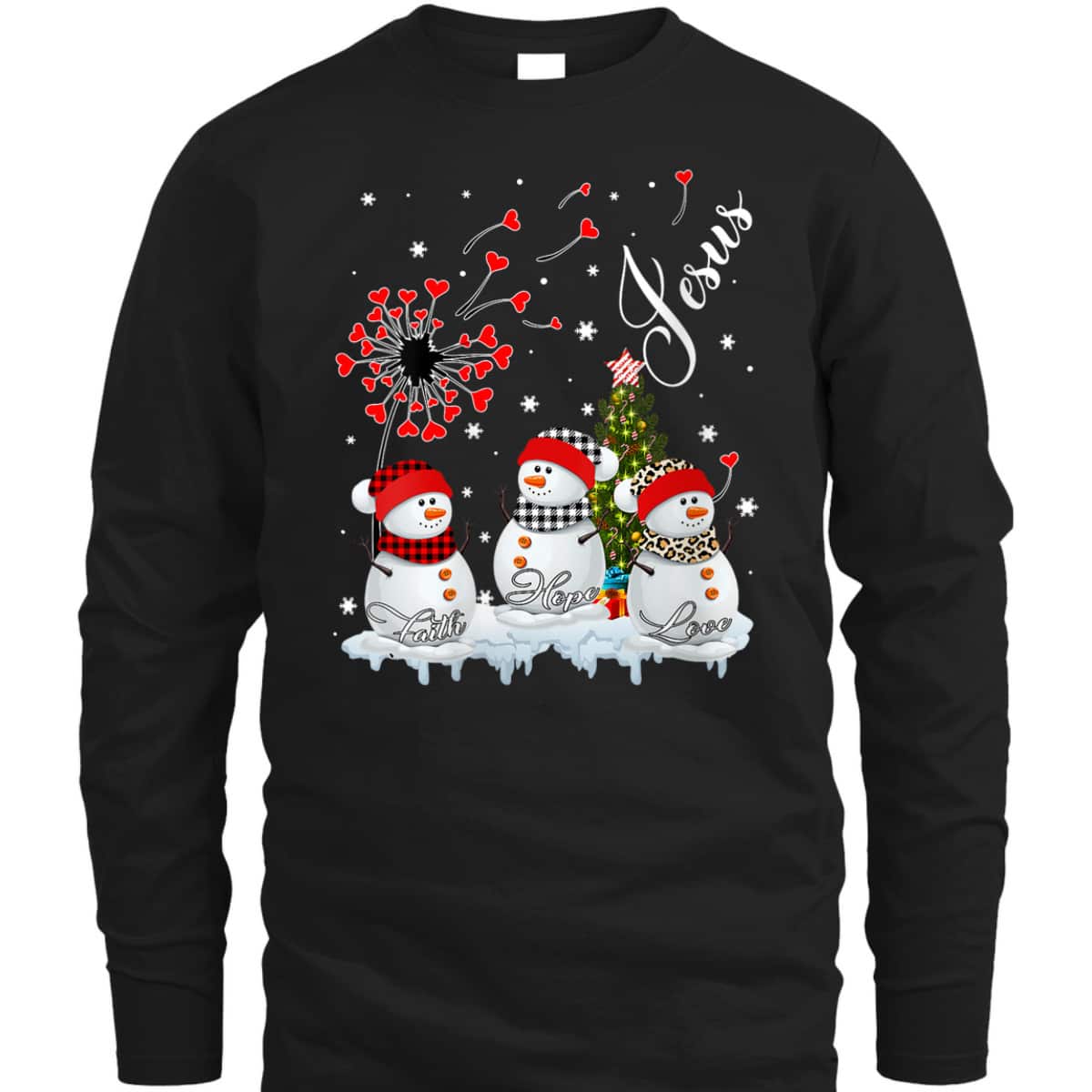 Merry Christmas Faith Hope Love Snowman Christian Cross Xmas T-Shirt Merry Christmas Faith Hope Love Snowman Christian Cross Xmas T-Shirt