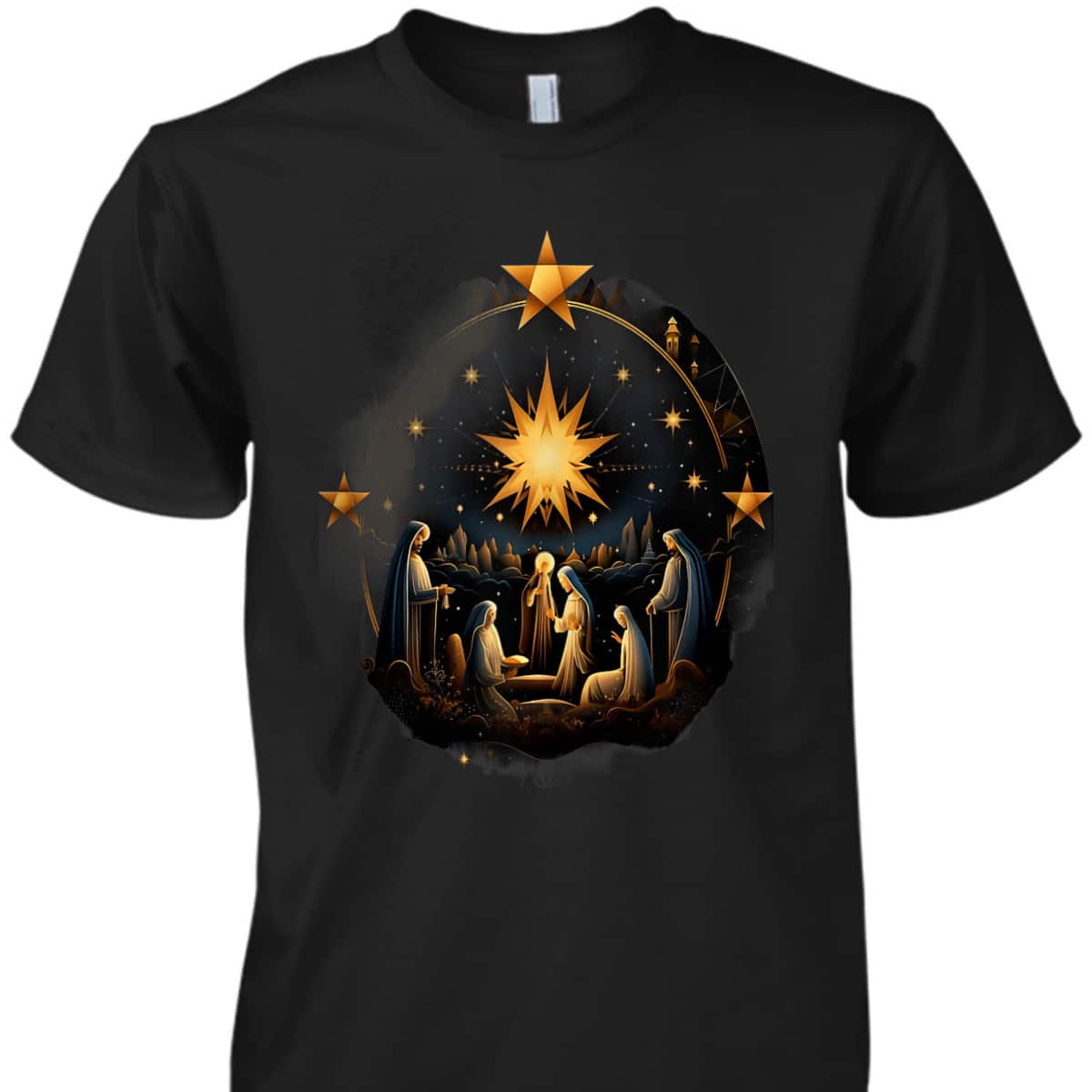 Christmas Birth Of Jesus Nativity Scene Star Christian X-Mas T-Shirt