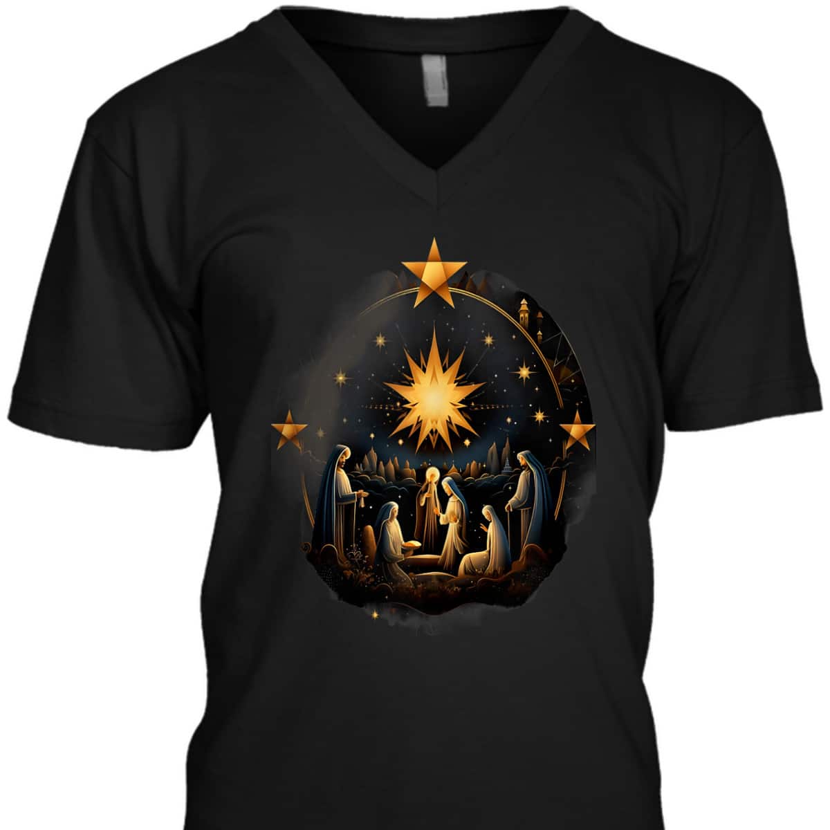 Christmas Birth Of Jesus Nativity Scene Star Christian X-Mas T-Shirt