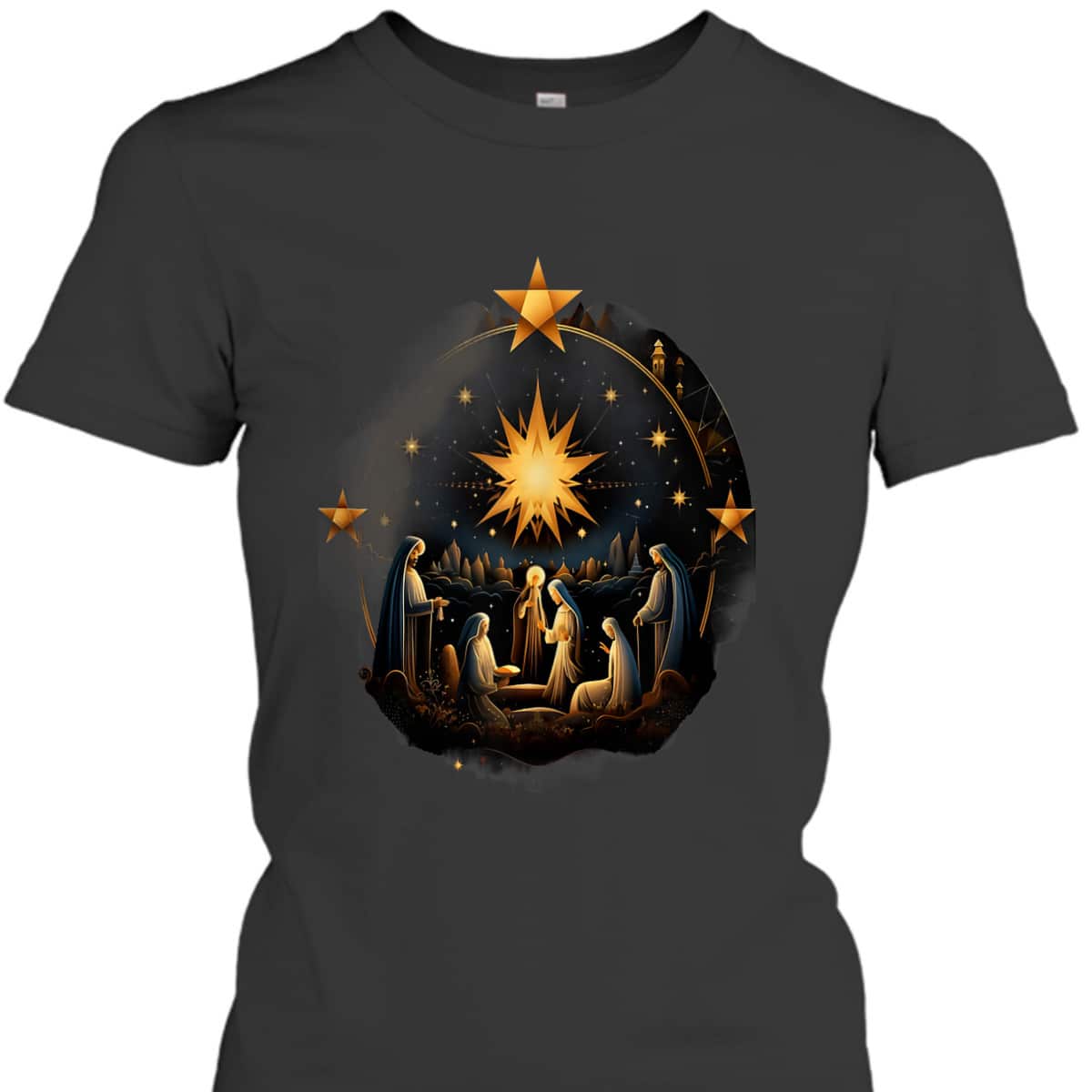 Christmas Birth Of Jesus Nativity Scene Star Christian X-Mas T-Shirt