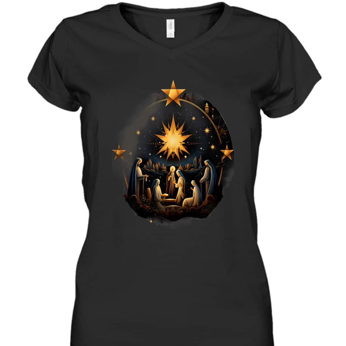 Christmas Birth Of Jesus Nativity Scene Star Christian X-Mas T-Shirt