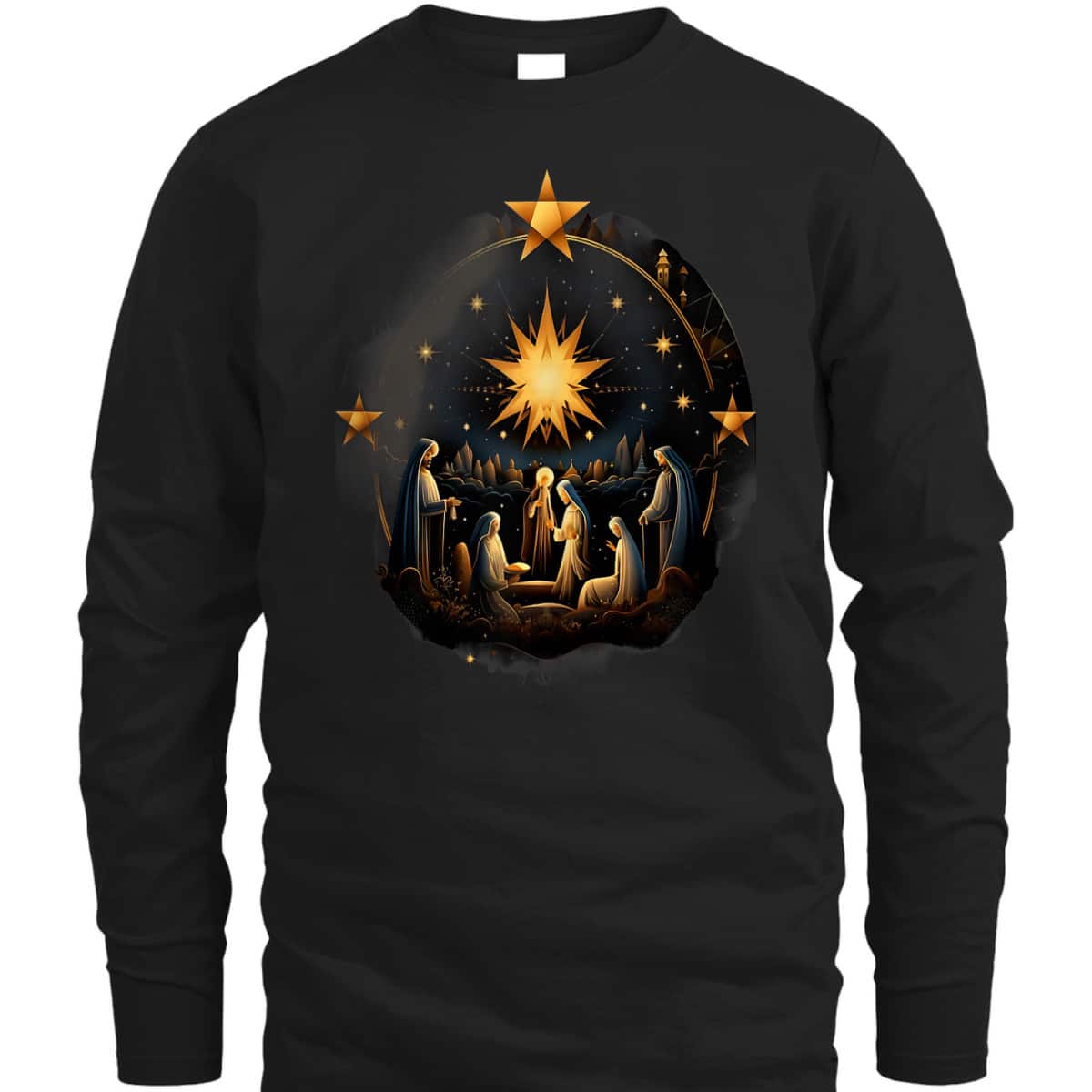 Christmas Birth Of Jesus Nativity Scene Star Christian X-Mas T-Shirt