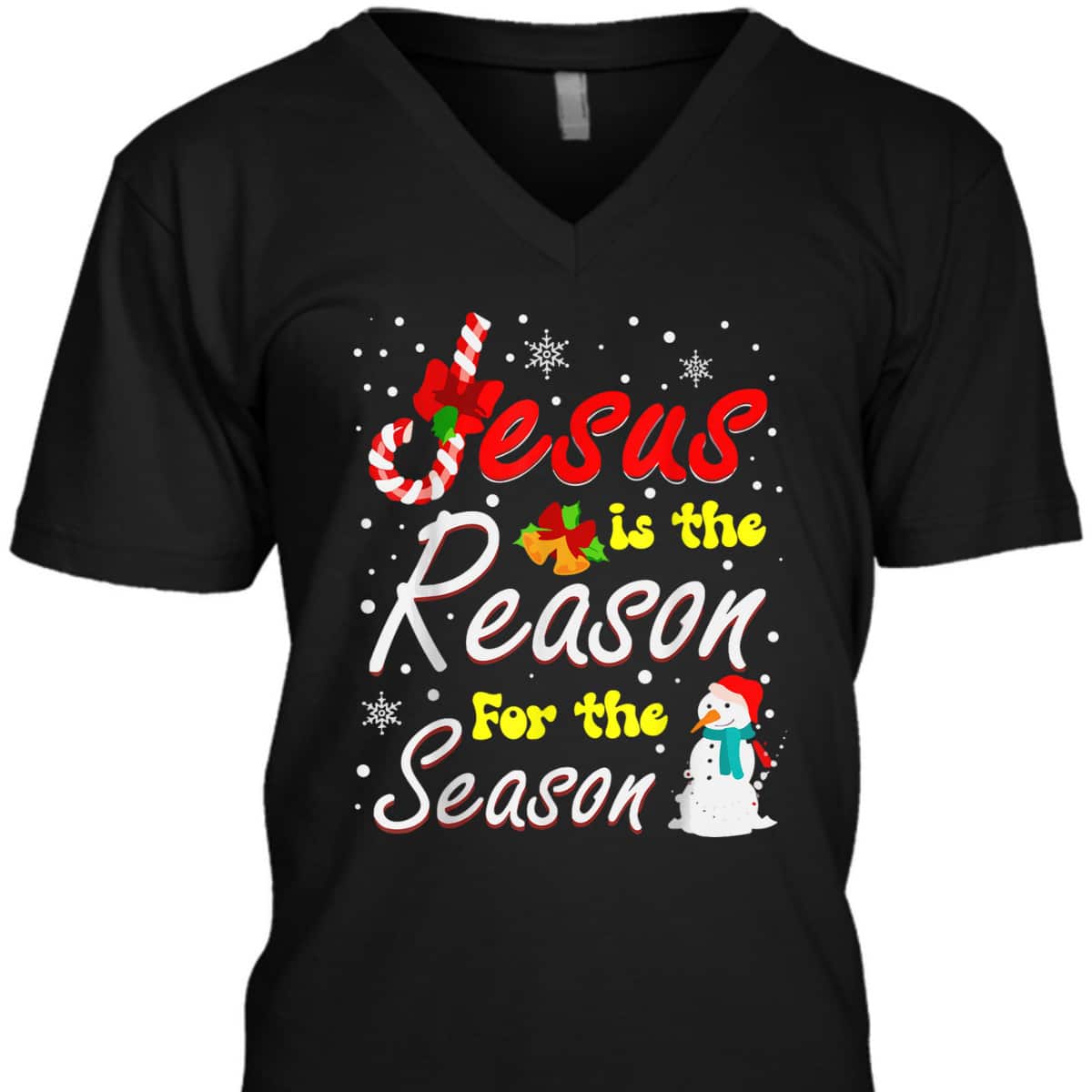 Christian Jesus The Reason Xmas Holiday Season Christmas Snowman T-Shirt