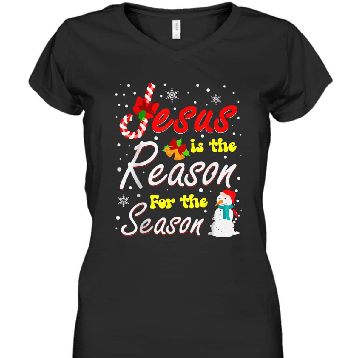 Christian Jesus The Reason Xmas Holiday Season Christmas Snowman T-Shirt