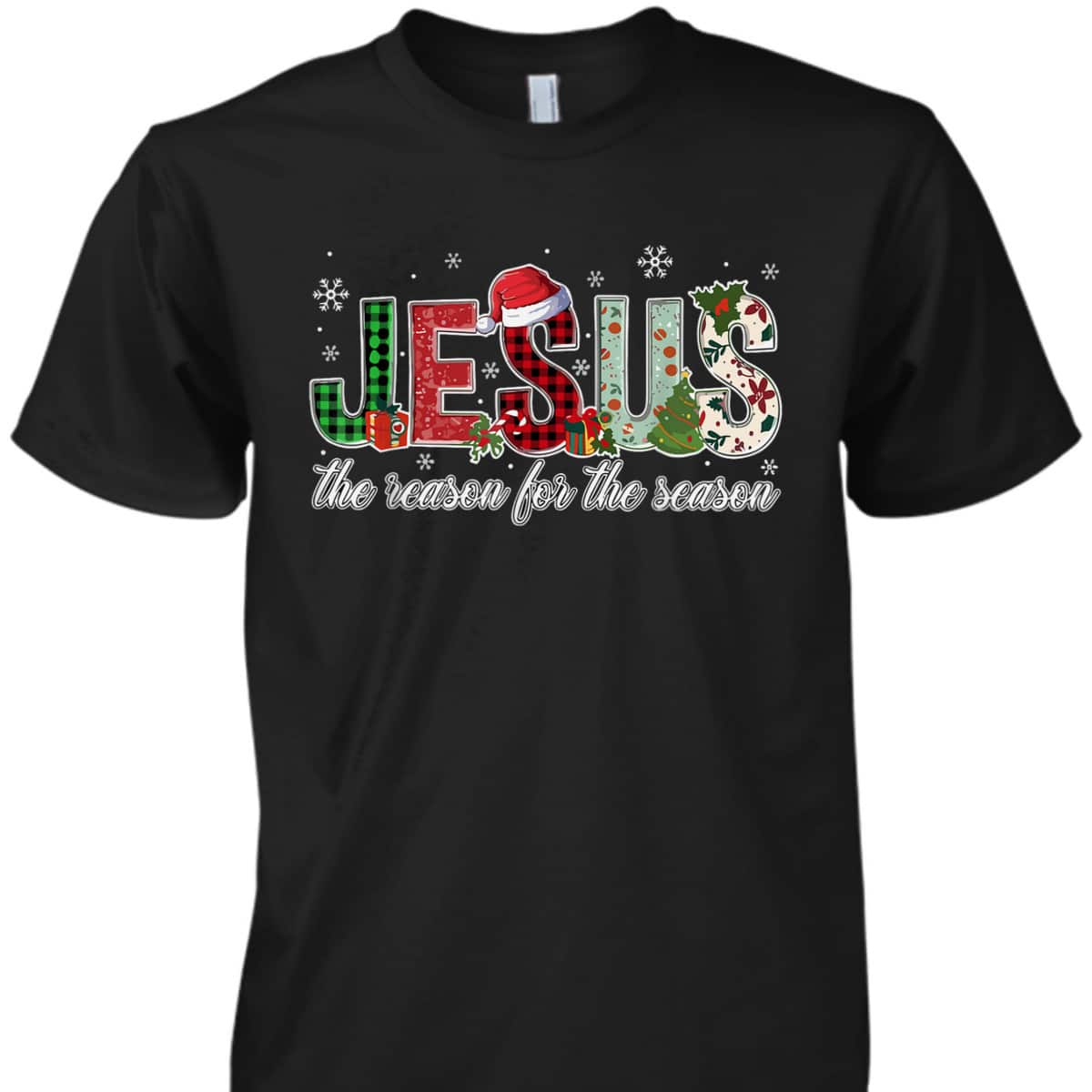 Christian Jesus The Reason Xmas Holiday Season Christmas Snowflake T-Shirt