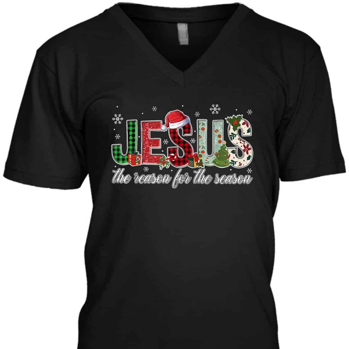 Christian Jesus The Reason Xmas Holiday Season Christmas Snowflake T-Shirt