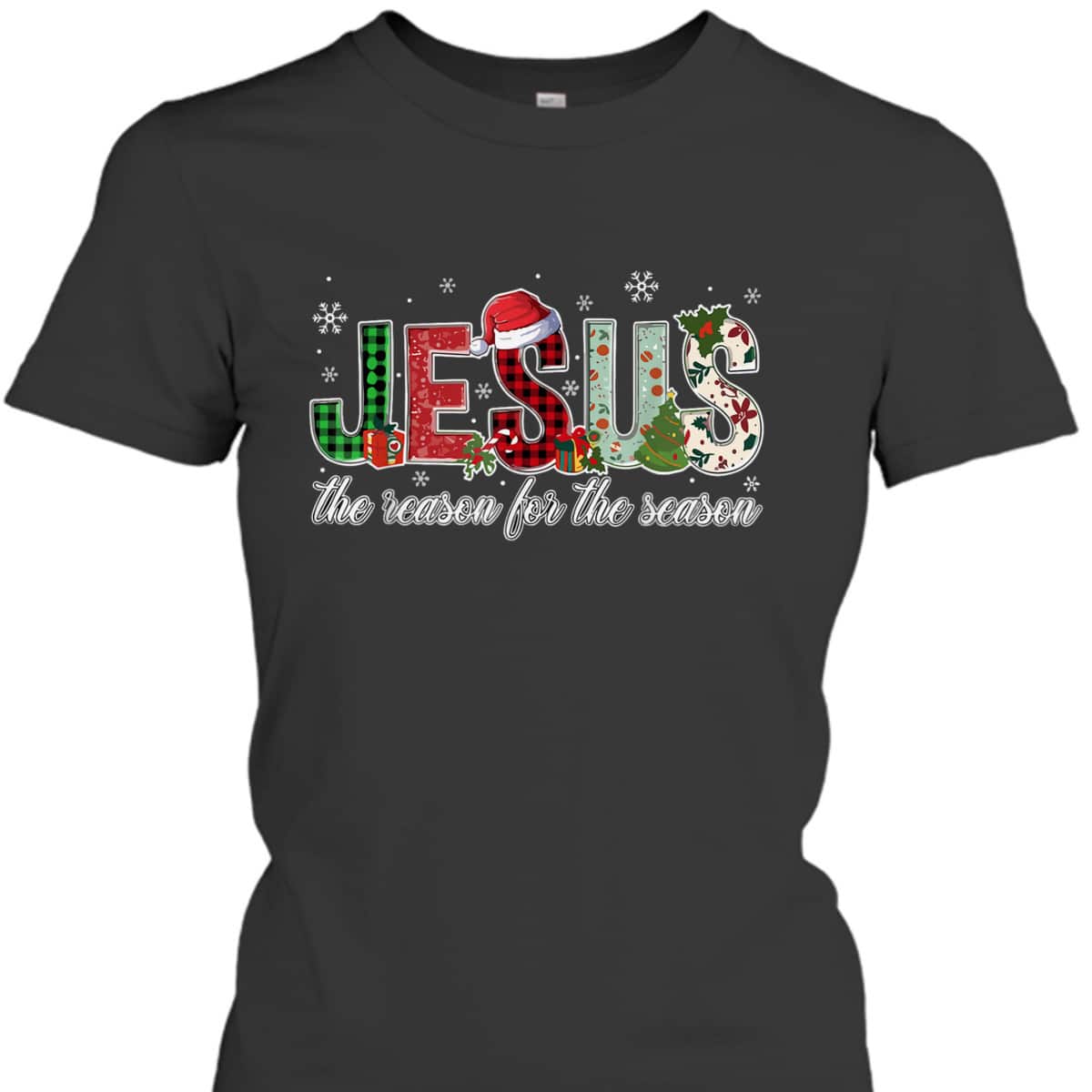 Christian Jesus The Reason Xmas Holiday Season Christmas Snowflake T-Shirt