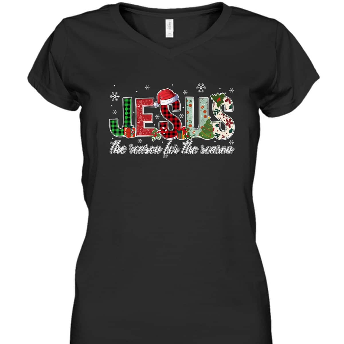 Christian Jesus The Reason Xmas Holiday Season Christmas Snowflake T-Shirt