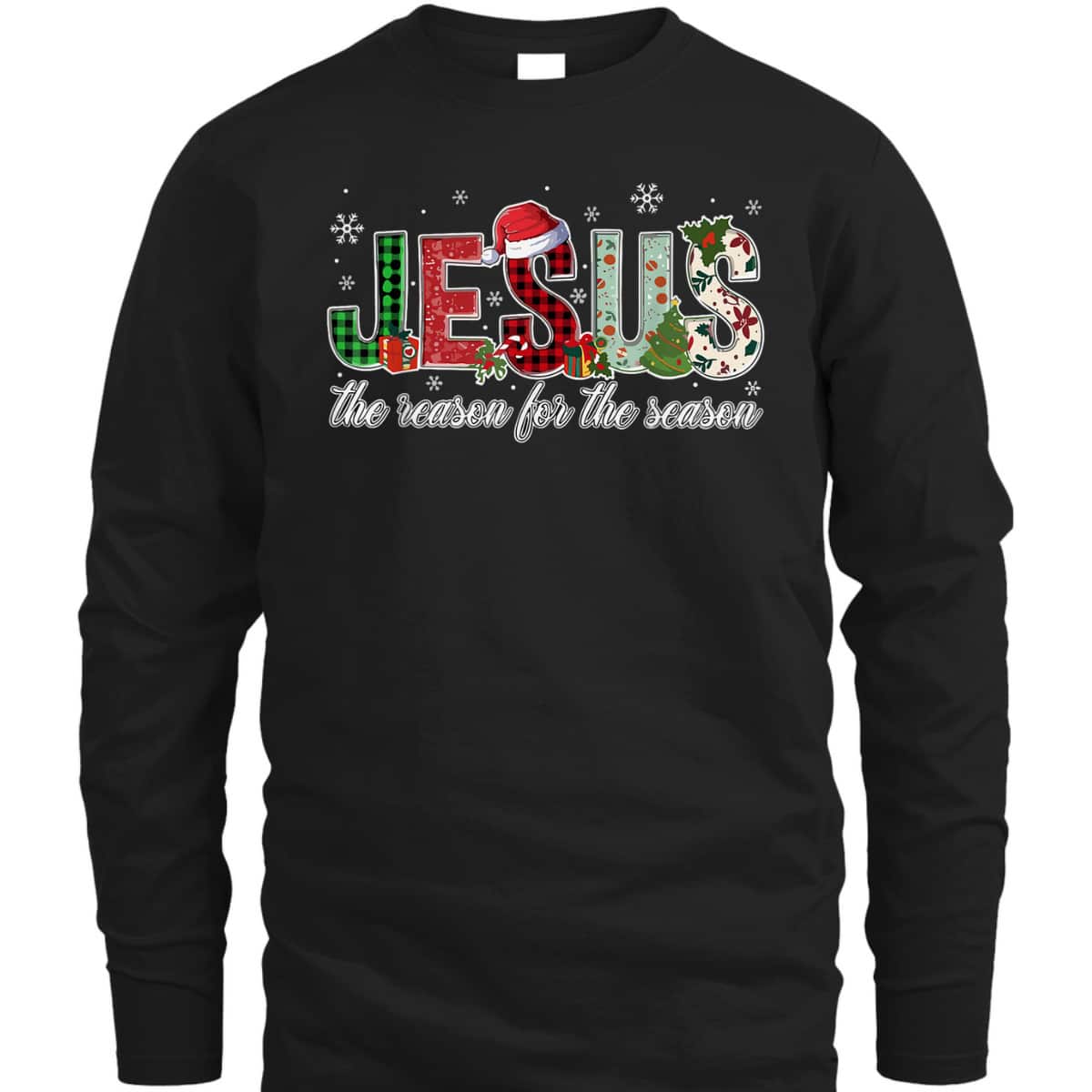 Christian Jesus The Reason Xmas Holiday Season Christmas Snowflake T-Shirt