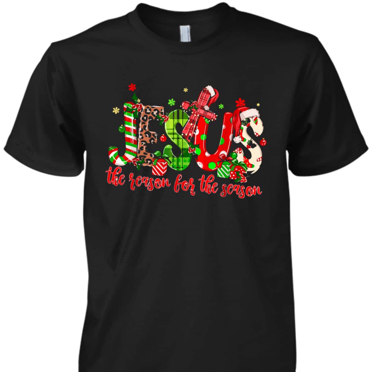 Christian Jesus The Reason Xmas Holiday Season Christmas Cross T-Shirt