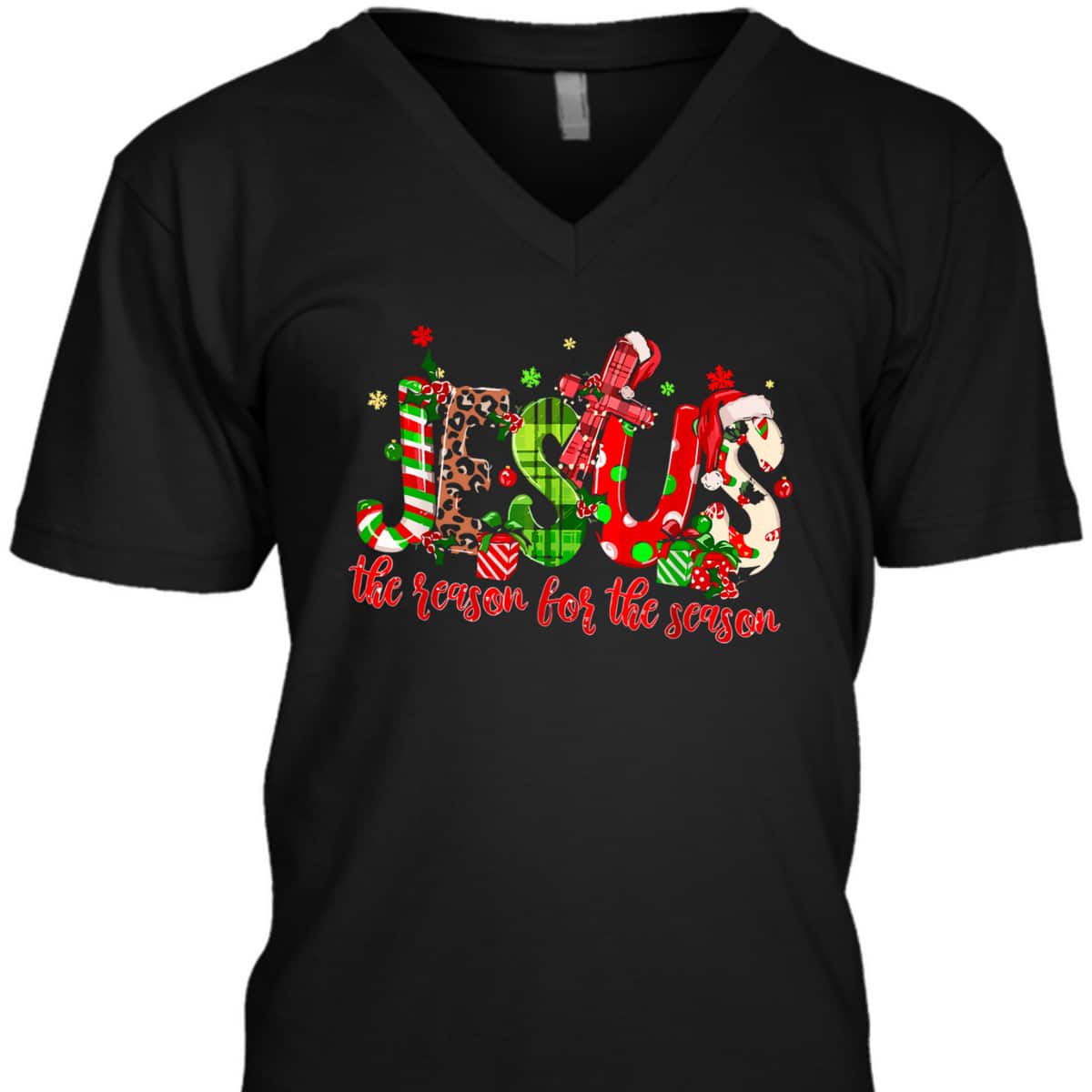Christian Jesus The Reason Xmas Holiday Season Christmas Cross T-Shirt