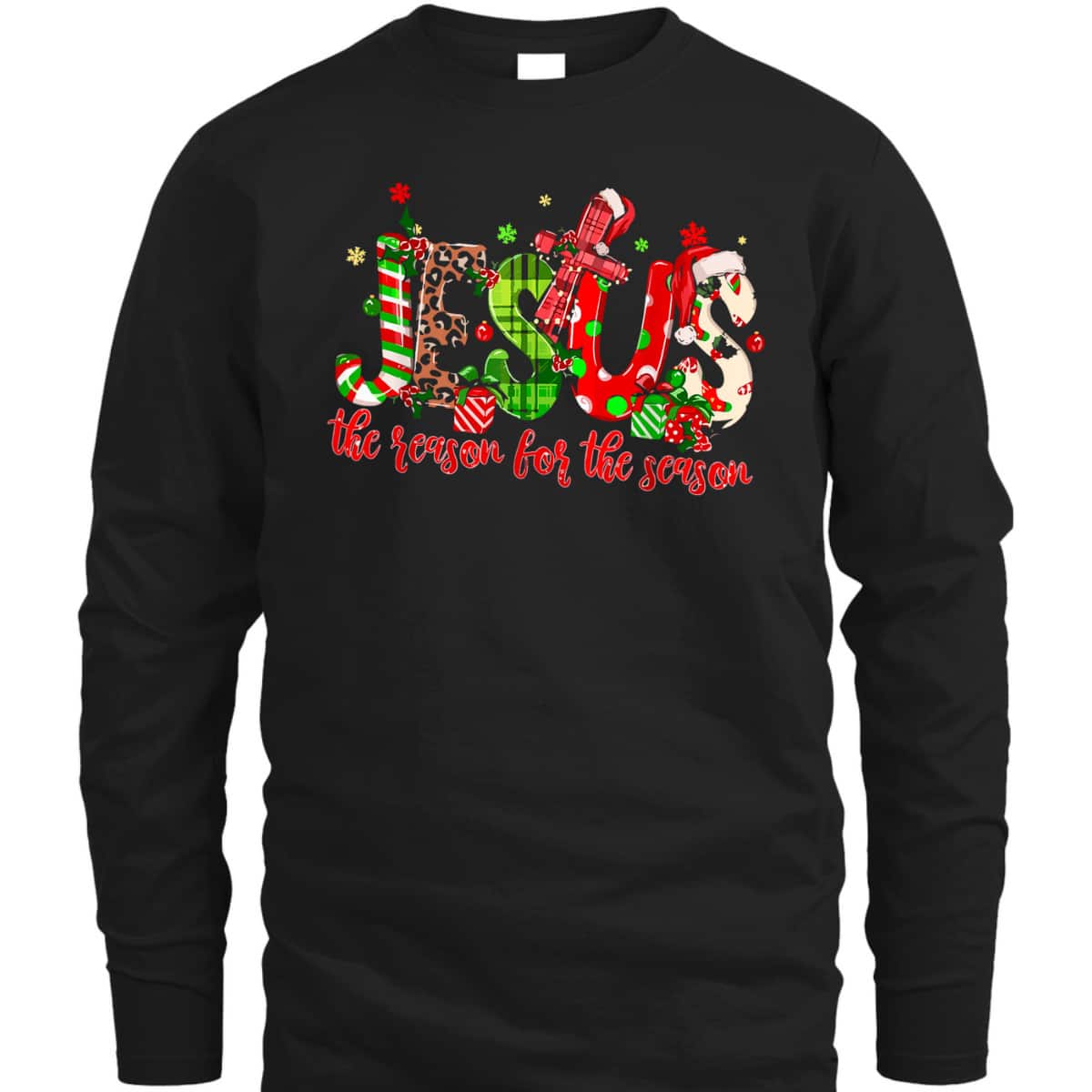 Christian Jesus The Reason Xmas Holiday Season Christmas Cross T-Shirt