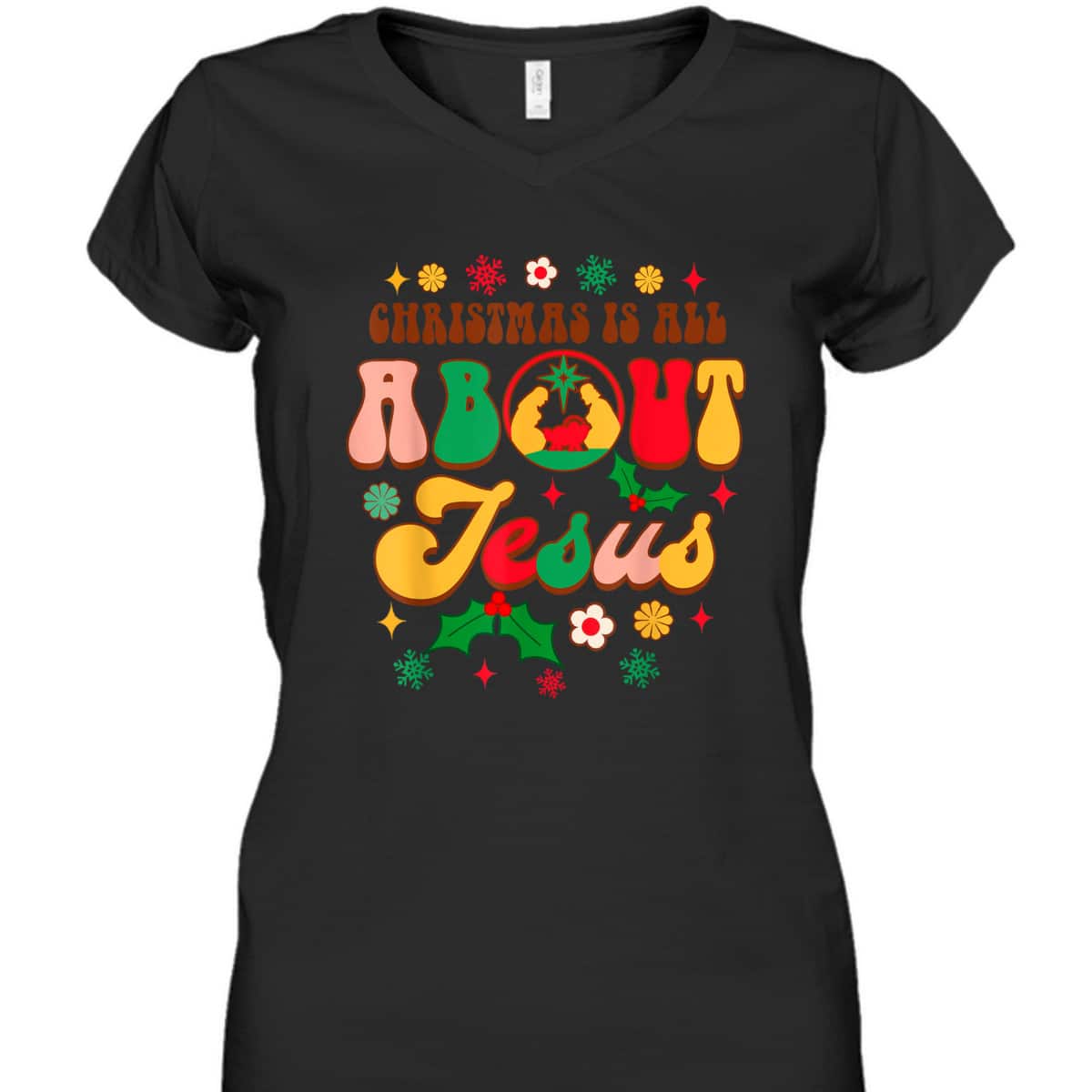 Christian Christmas Xmas Vibes Christmas Is All About Jesus T-Shirt