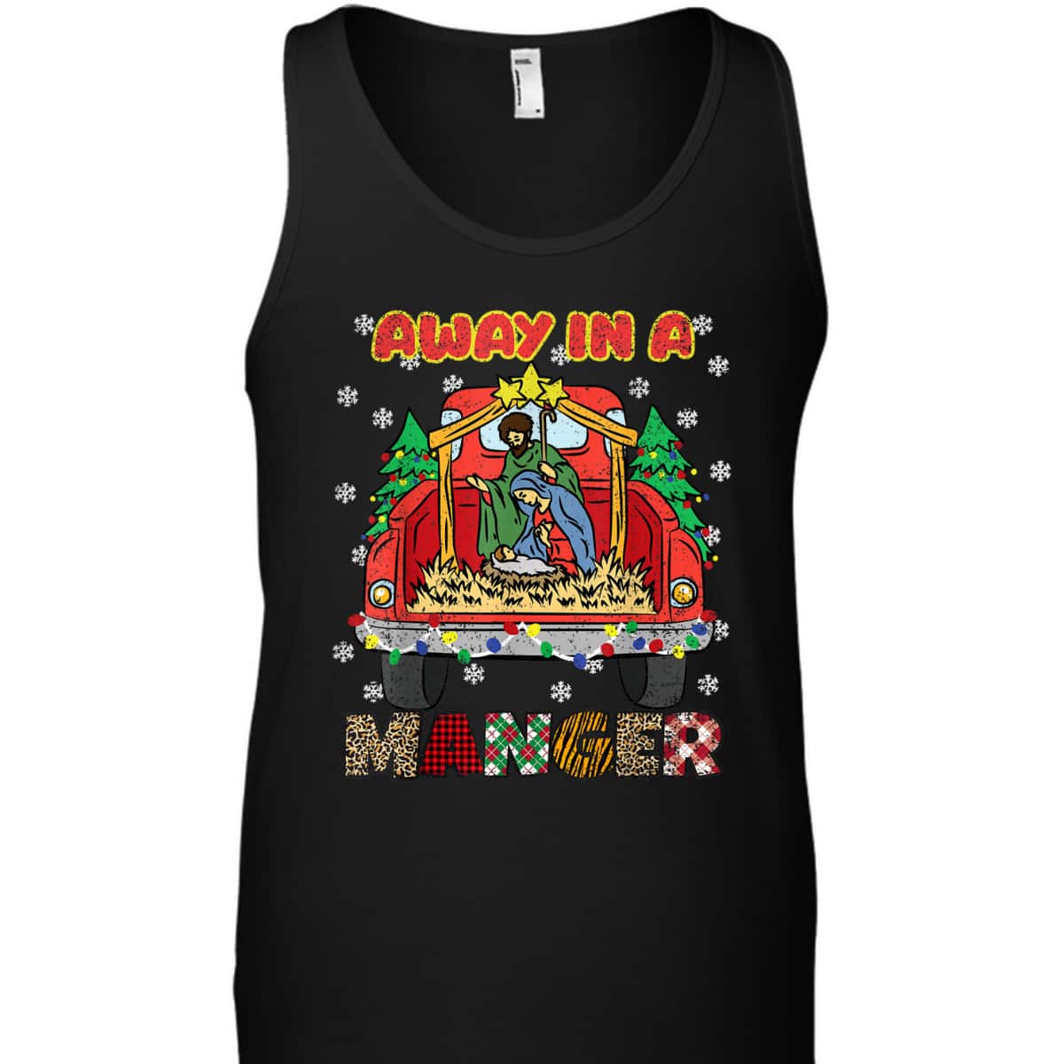 Away In Manger Christmas Tree X-Mas Plaid Christian T-Shirt Away In Manger Christmas Tree X-Mas Plaid Christian T-Shirt