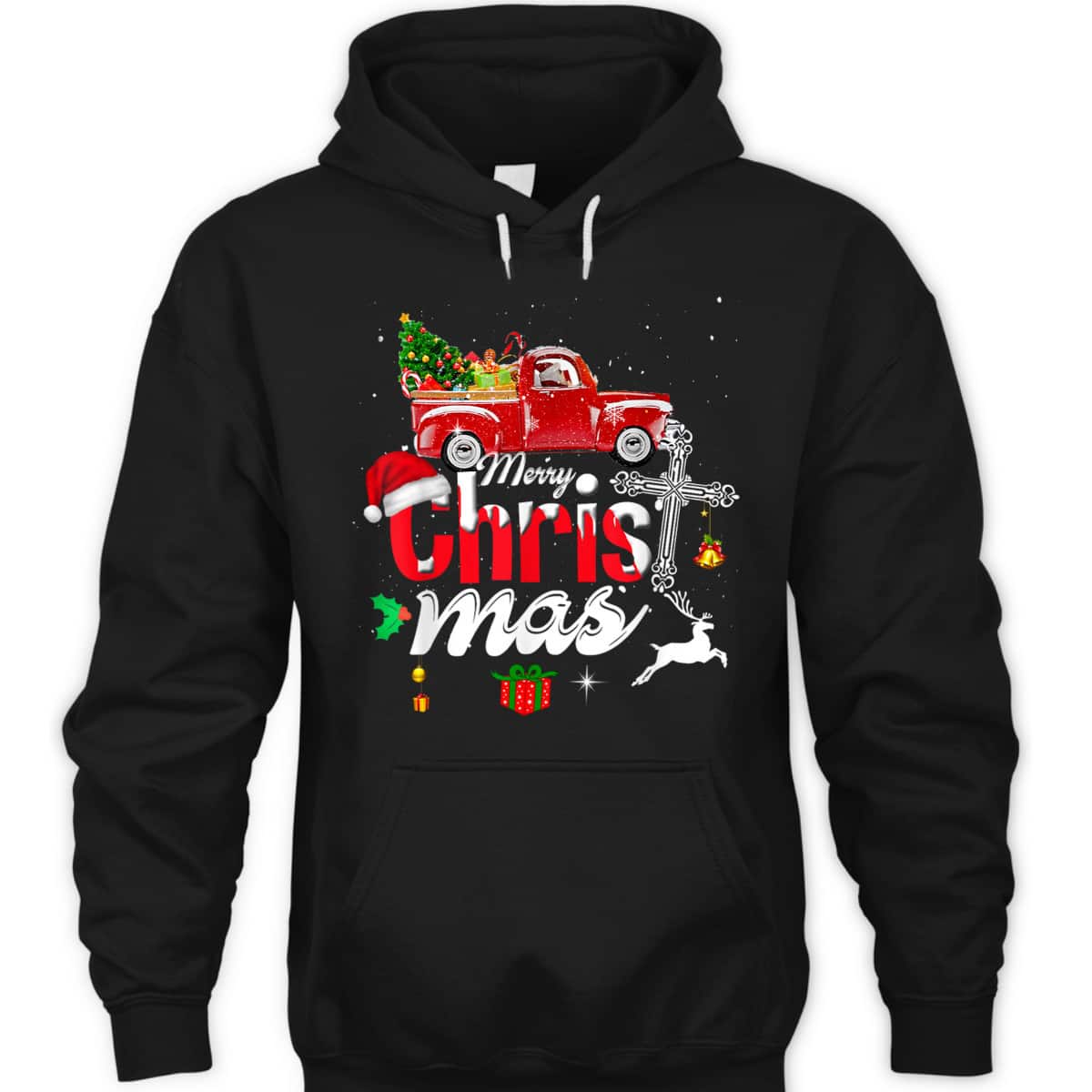 Christian Cross Christmas Tree On Car Xmas Red Truck T-Shirt Christian Cross Christmas Tree On Car Xmas Red Truck T-Shirt