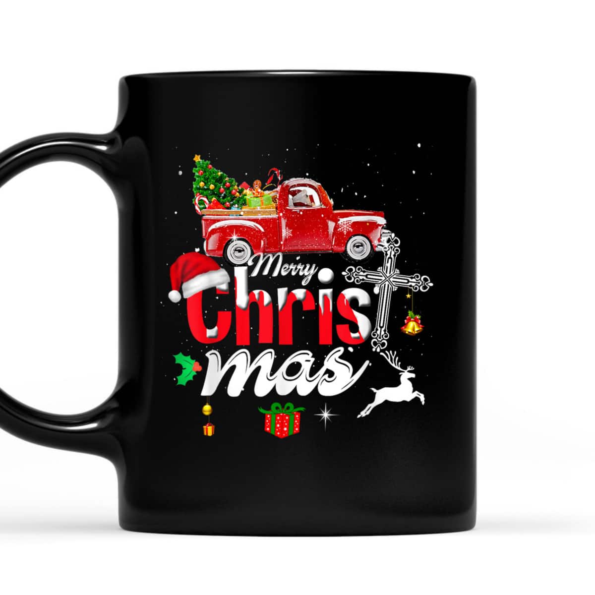 Christian Cross Christmas Tree On Car Xmas Red Truck T-Shirt Christian Cross Christmas Tree On Car Xmas Red Truck T-Shirt