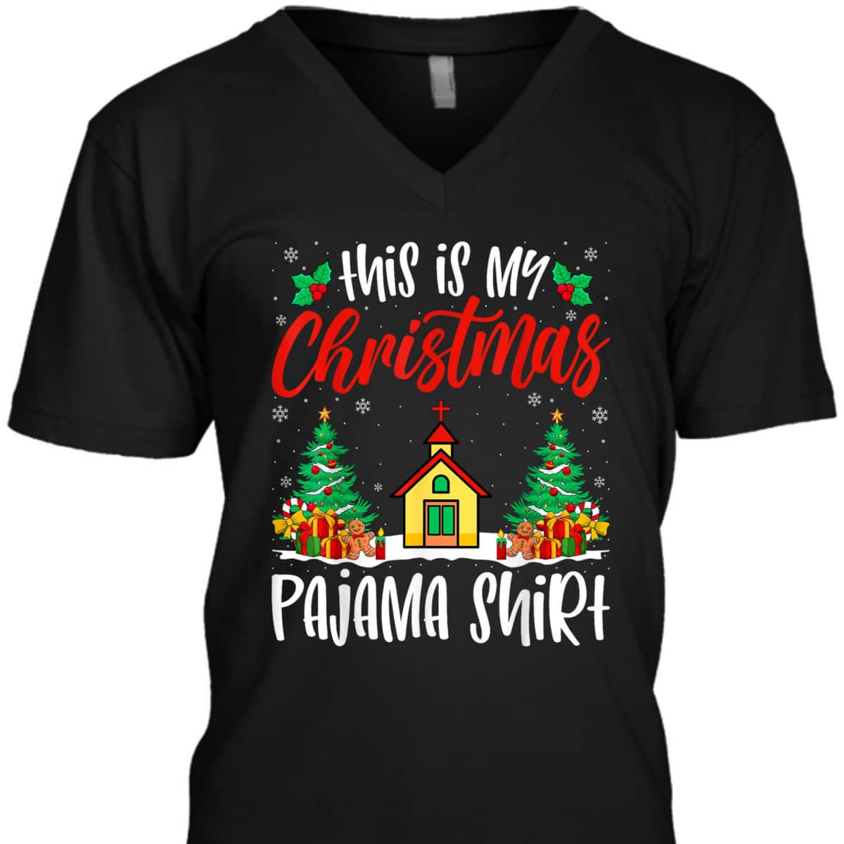 Church Xmas Pajama Christian Church Christmas Holiday T-Shirt