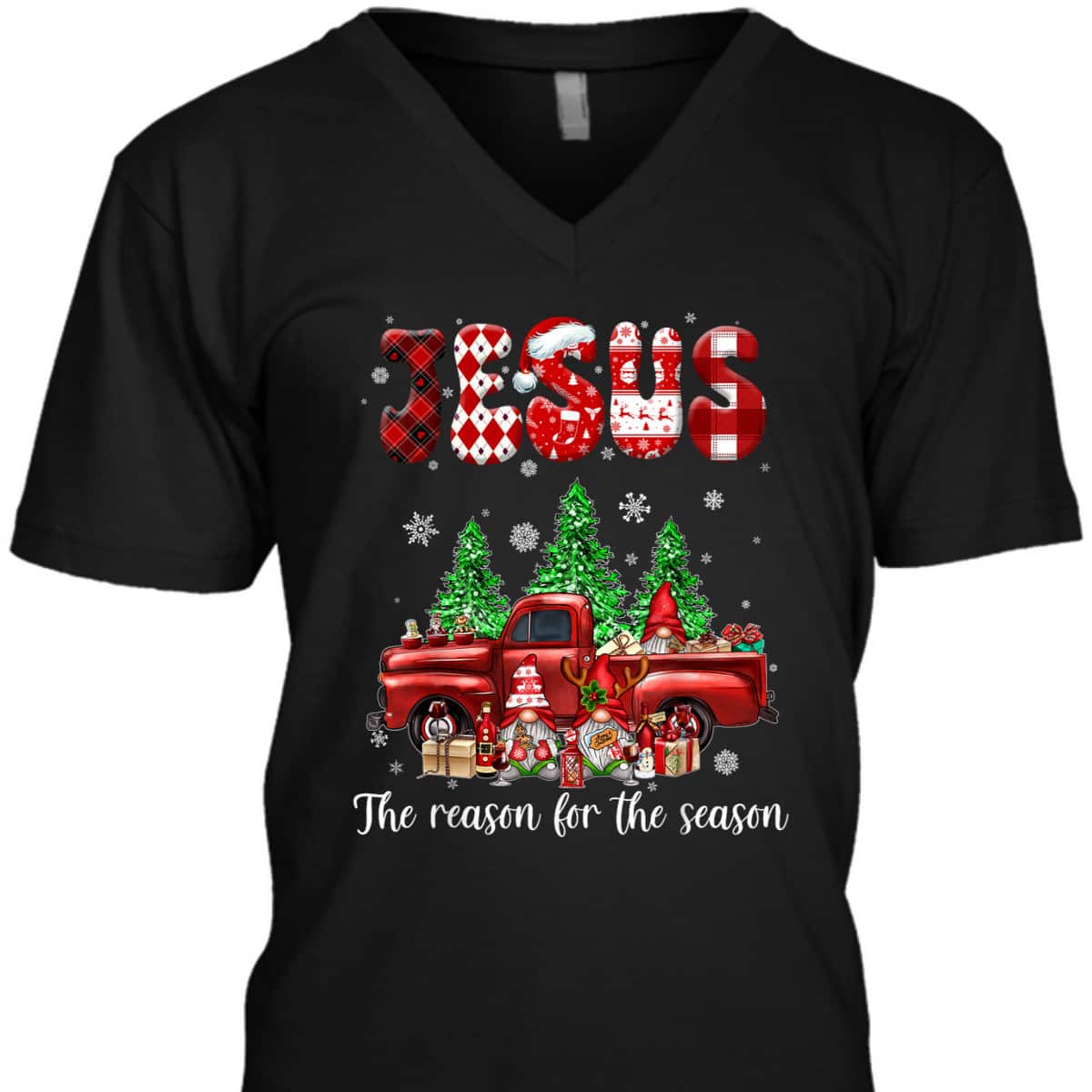 Christian Jesus The Reason Xmas Holiday Season Christmas Red Truck T-Shirt