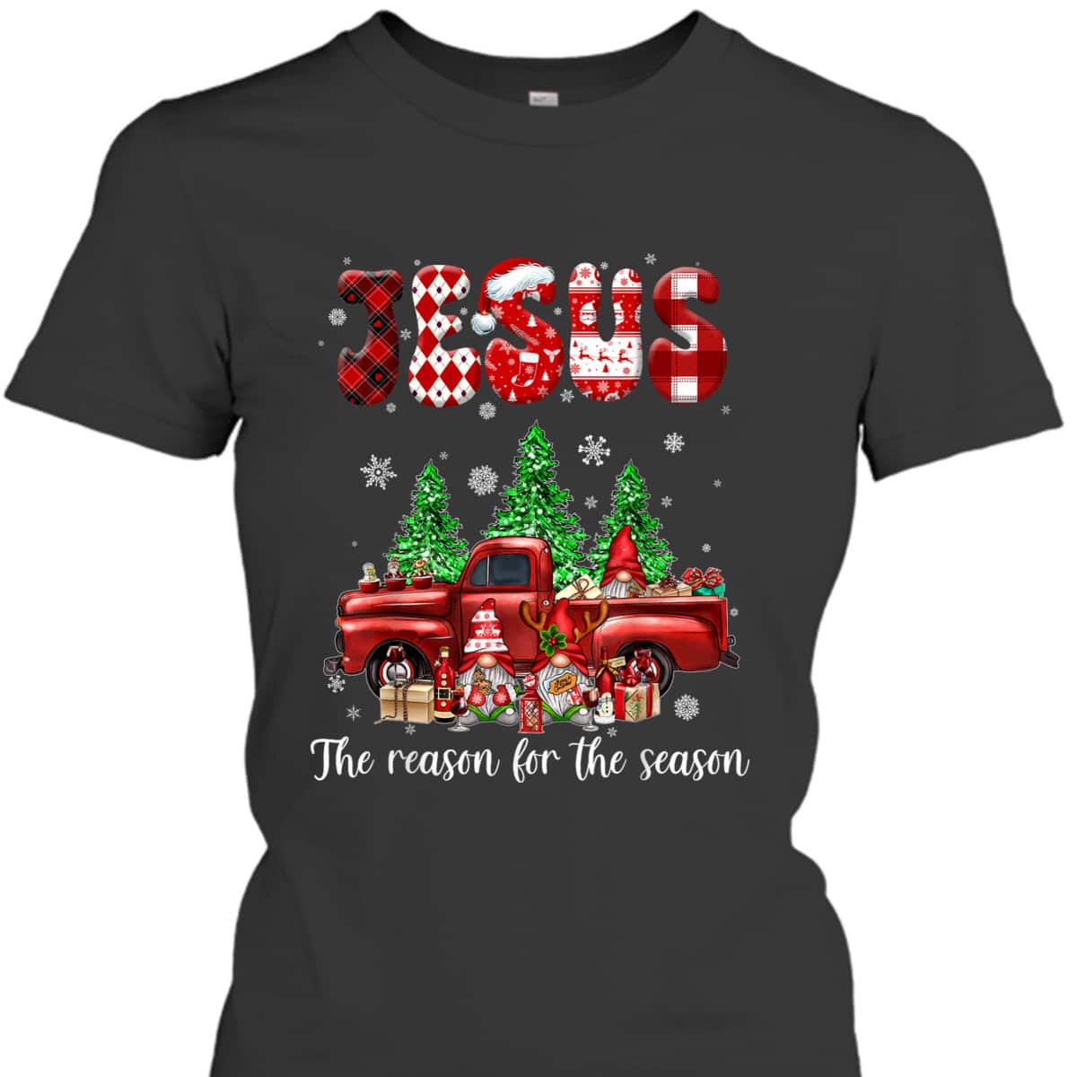 Christian Jesus The Reason Xmas Holiday Season Christmas Red Truck T-Shirt