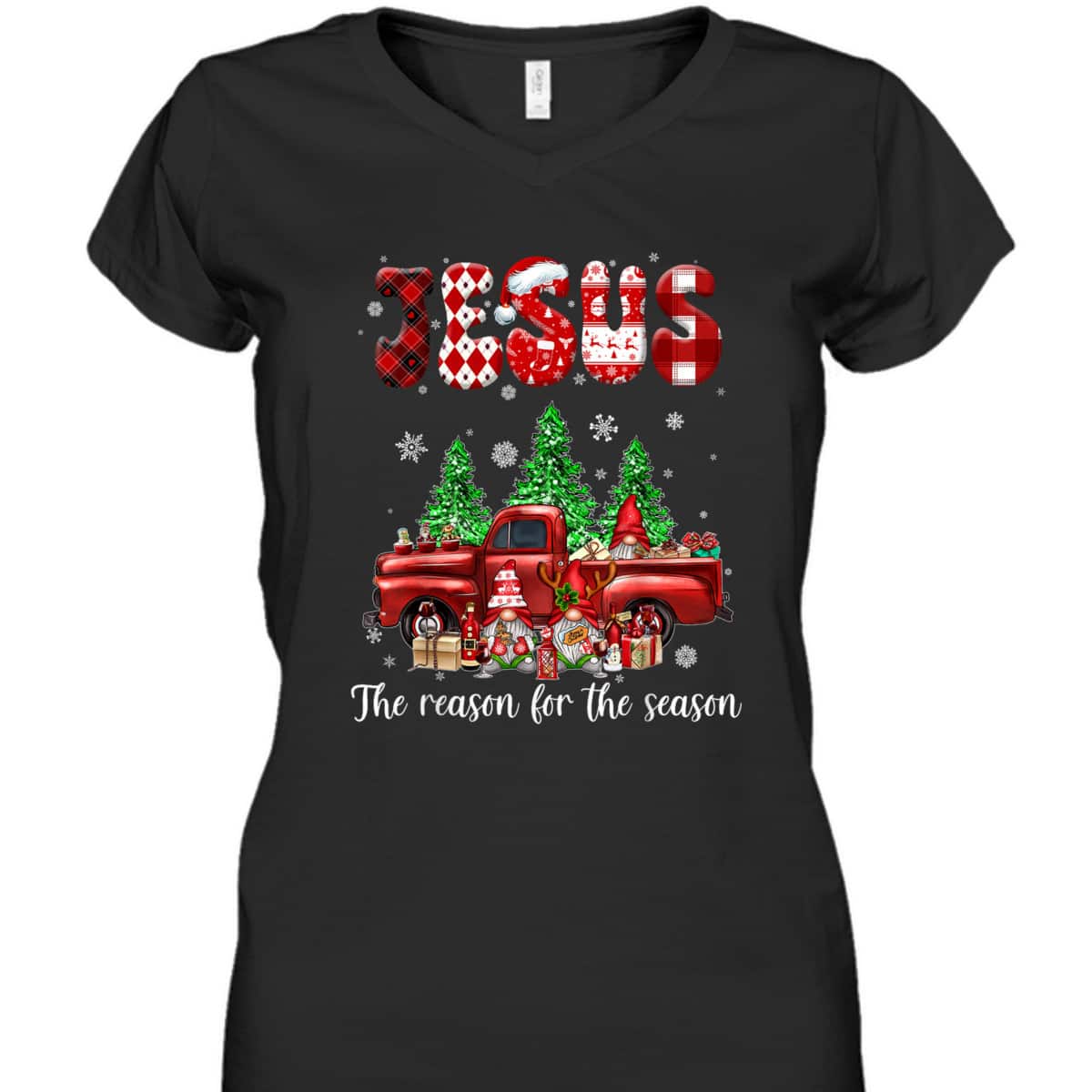 Christian Jesus The Reason Xmas Holiday Season Christmas Red Truck T-Shirt