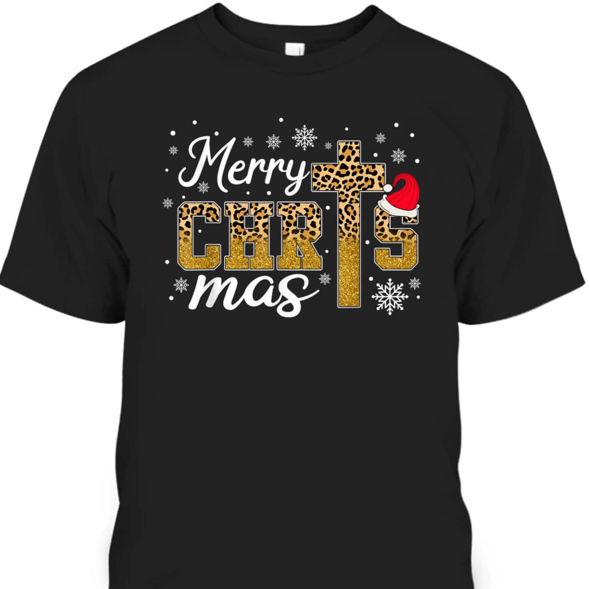 Merry Christmas Leopard Cross Christian Family Xmas Pajama T-Shirt Merry Christmas Leopard Cross Christian Family Xmas Pajama T-Shirt