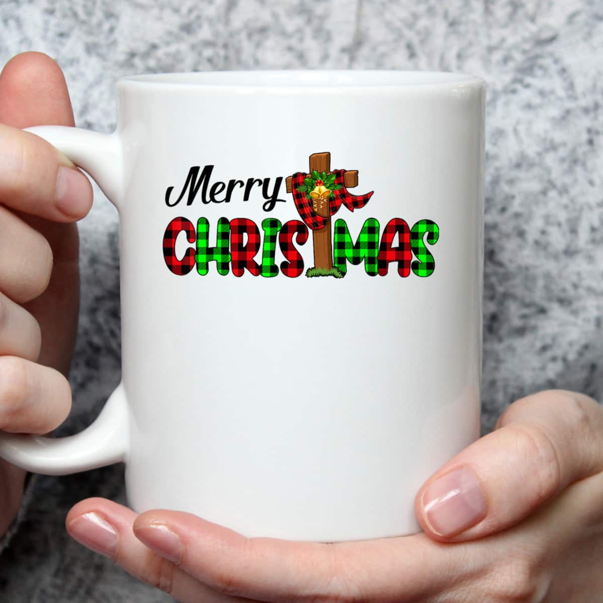Merry Christmas Cross Christian Plaid Buffalo Xmas Pajama T-Shirt
