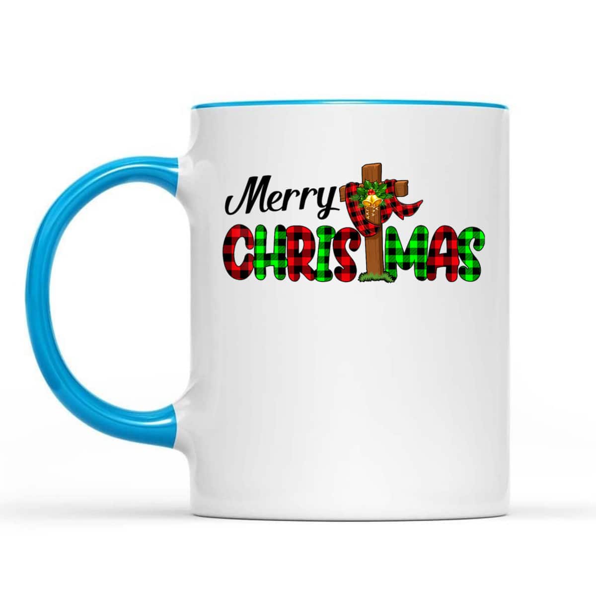 Merry Christmas Cross Christian Plaid Buffalo Xmas Pajama T-Shirt