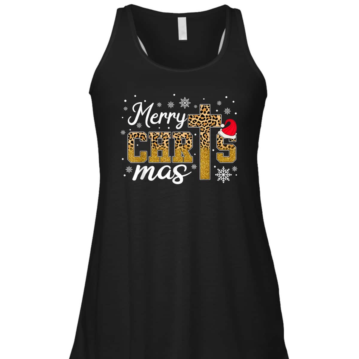 Merry Christmas Leopard Cross Christian Family Xmas Pajama T-Shirt