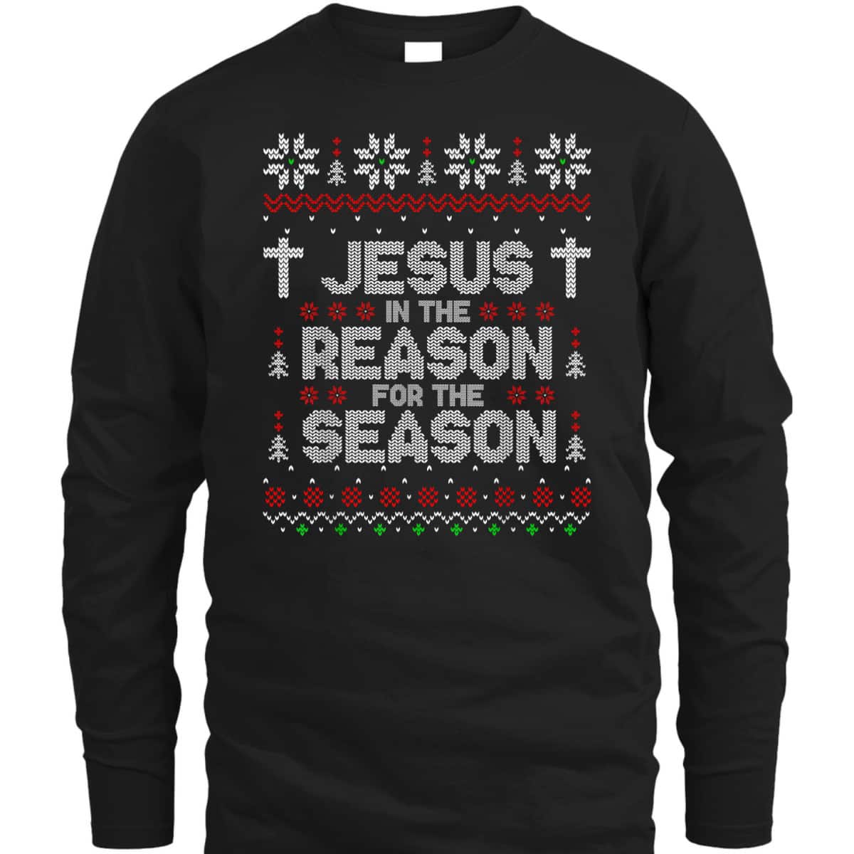 Christian Jesus The Reason Xmas Holiday Season Christmas Cross Snowflake T-Shirt