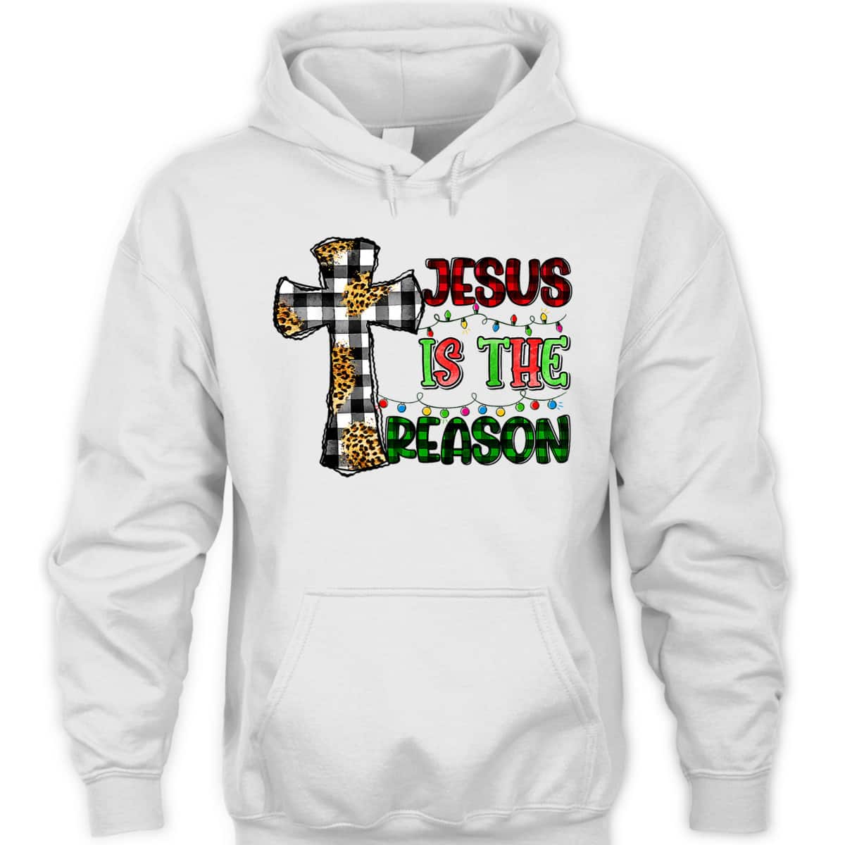 Christian Jesus The Reason Xmas Holiday Season Christmas Light Cross T-Shirt