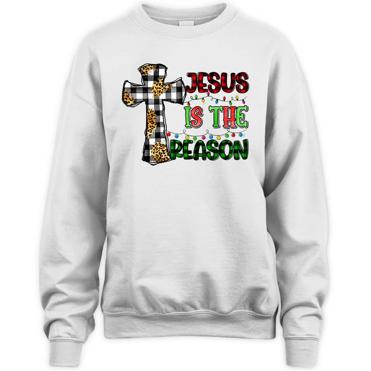 Christian Jesus The Reason Xmas Holiday Season Christmas Light Cross T-Shirt
