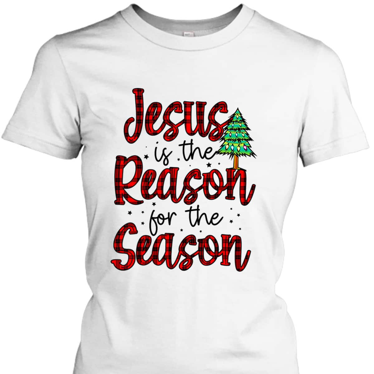 Christian Jesus The Reason Xmas Holiday Season Christmas Tree T-Shirt