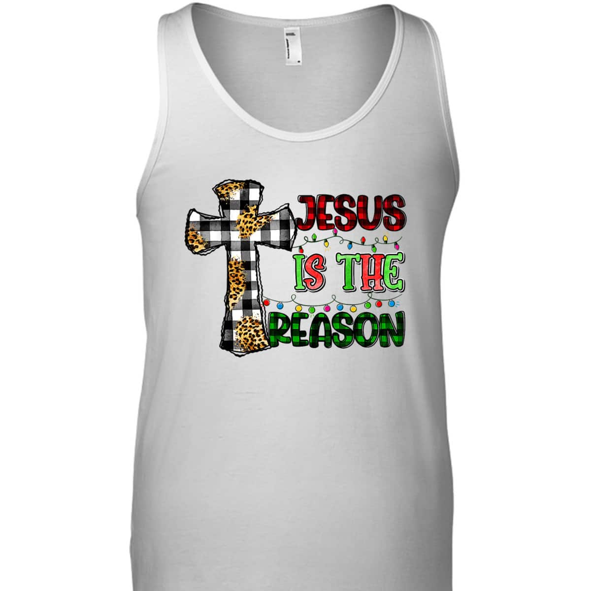 Christian Jesus The Reason Xmas Holiday Season Christmas Light Cross T-Shirt