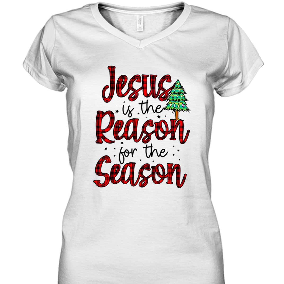 Christian Jesus The Reason Xmas Holiday Season Christmas Tree T-Shirt