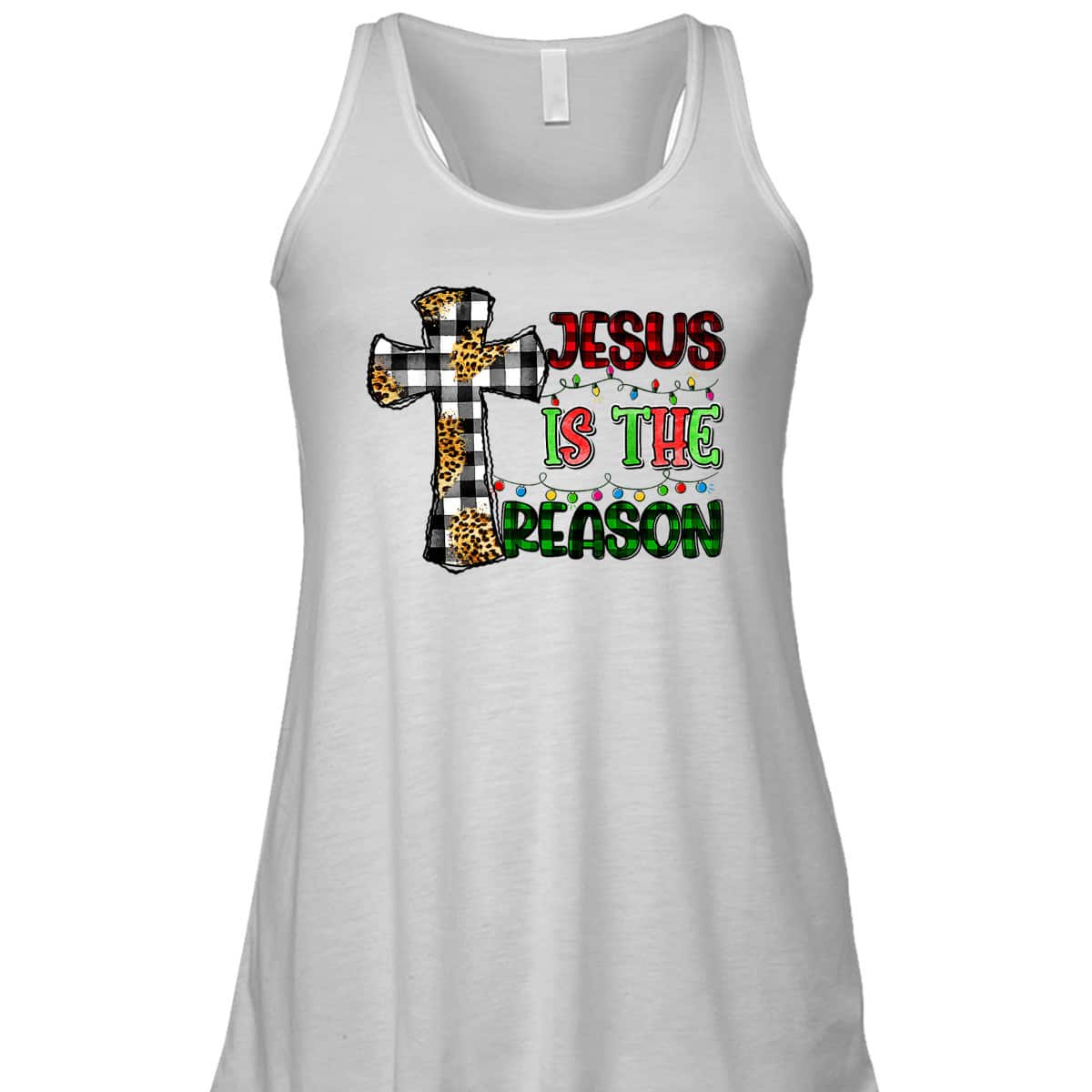 Christian Jesus The Reason Xmas Holiday Season Christmas Light Cross T-Shirt