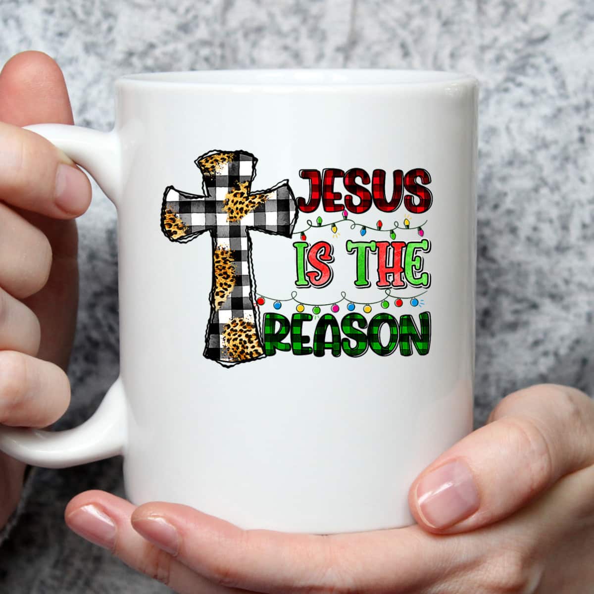 Christian Jesus The Reason Xmas Holiday Season Christmas Light Cross T-Shirt