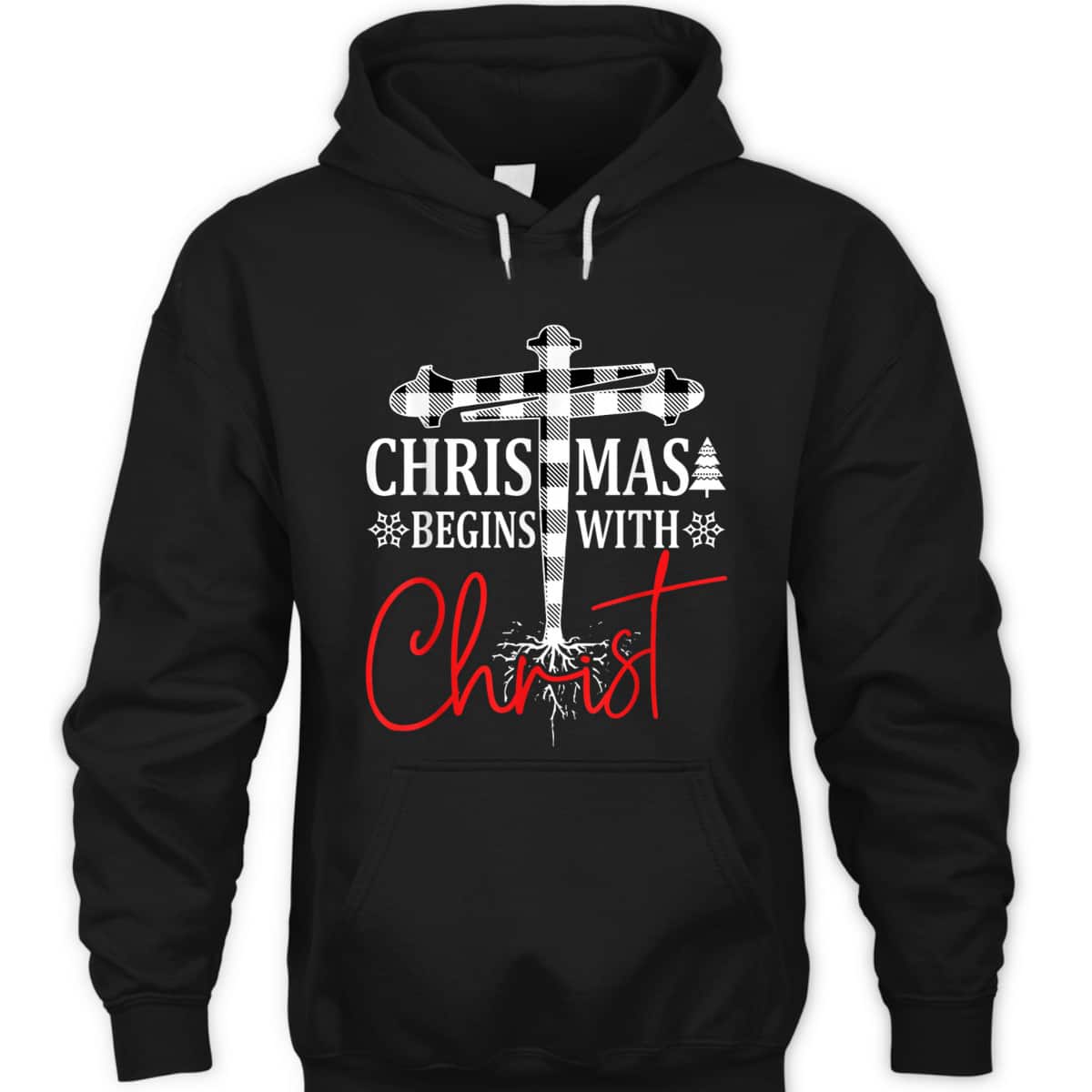 Christmas Begins With Christ Plaid White Tree Xmas Christian T-Shirt Christmas Begins With Christ Plaid White Tree Xmas Christian T-Shirt