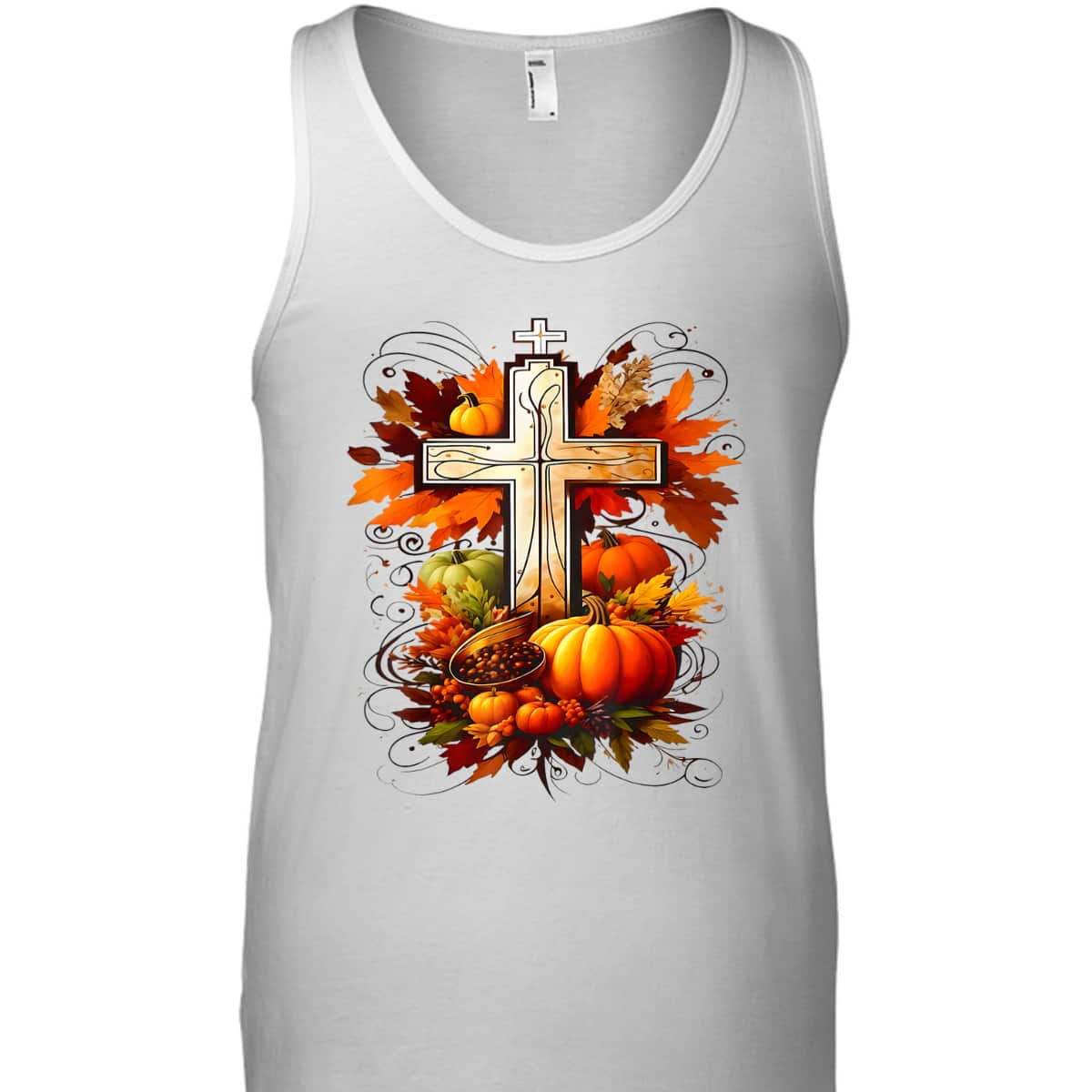 Christian Cross Jesus Leaves Pumpkins Thanksgiving T-Shirt Christian Cross Jesus Leaves Pumpkins Thanksgiving T-Shirt