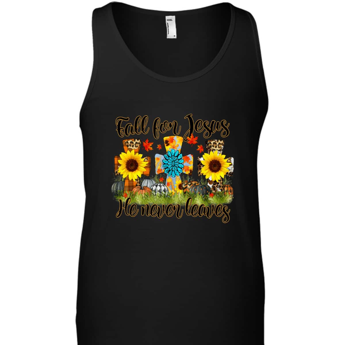 Halloween Thanksgiving Fall For Jesus He Never Leaves Christian Cross T-Shirt Halloween Thanksgiving Fall For Jesus He Never Leaves Christian Cross T-Shirt
