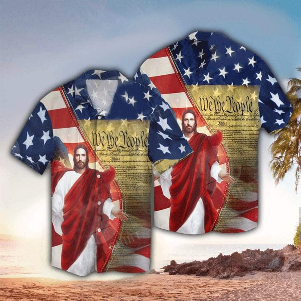 Jesus USA Flag We The People Christian 4th Of July Hawaiian Shirt