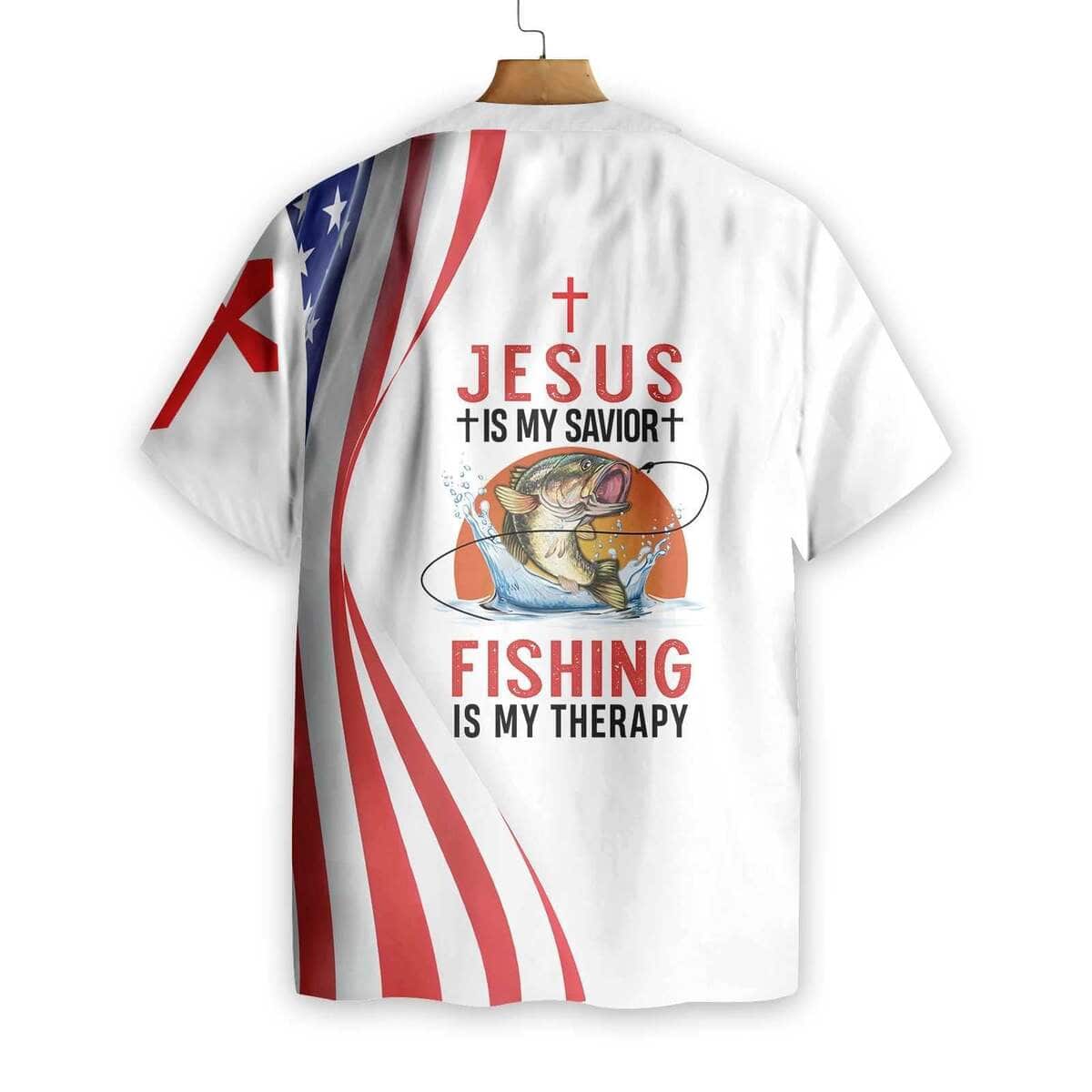 Jesus Is My Savior Fishing Is My Therapy Christian Hawaiian Shirt Jesus Is My Savior Fishing Is My Therapy Christian Hawaiian Shirt