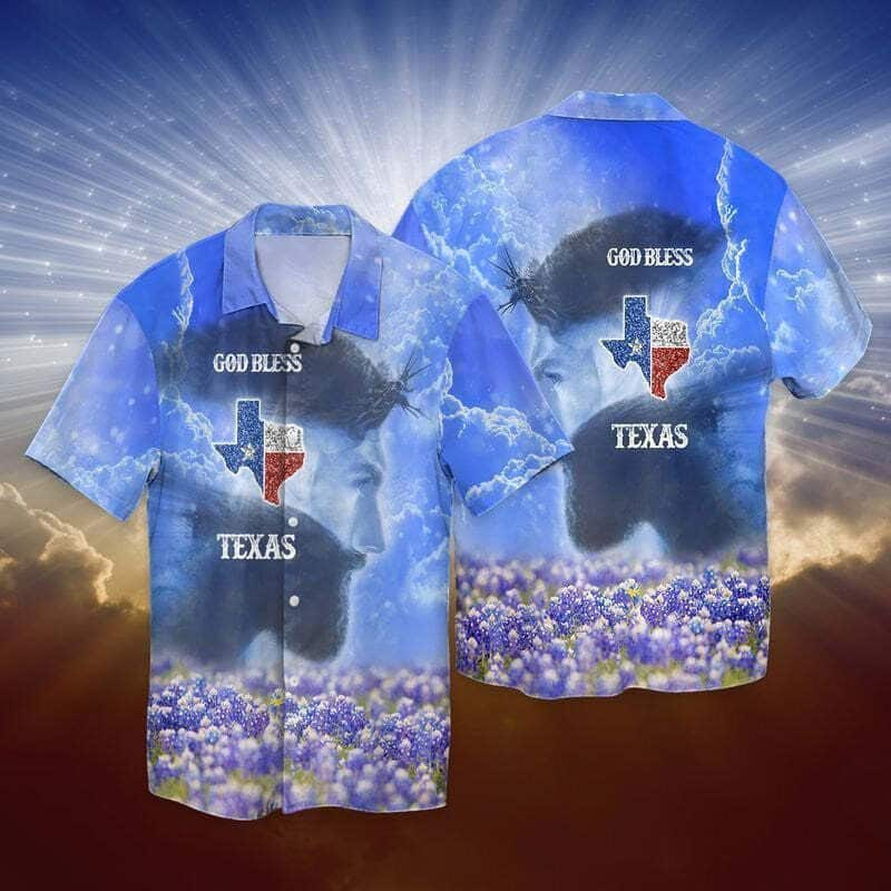 Jesus God Bless Texas Christian USA Faith Hawaiian Shirt