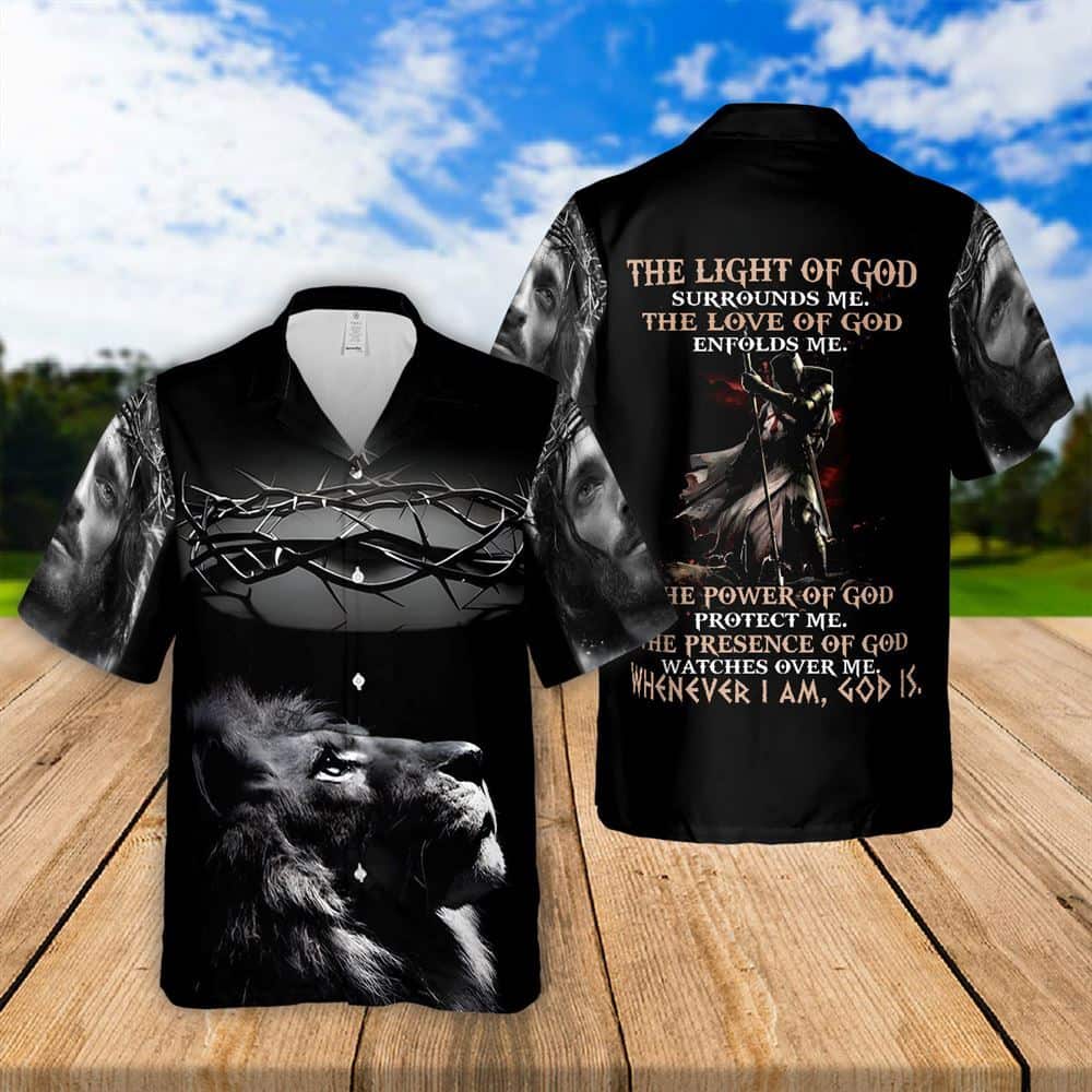 The Light Of God Surround Me Jesus Religious Christian Knight Hawaiian Shirt
