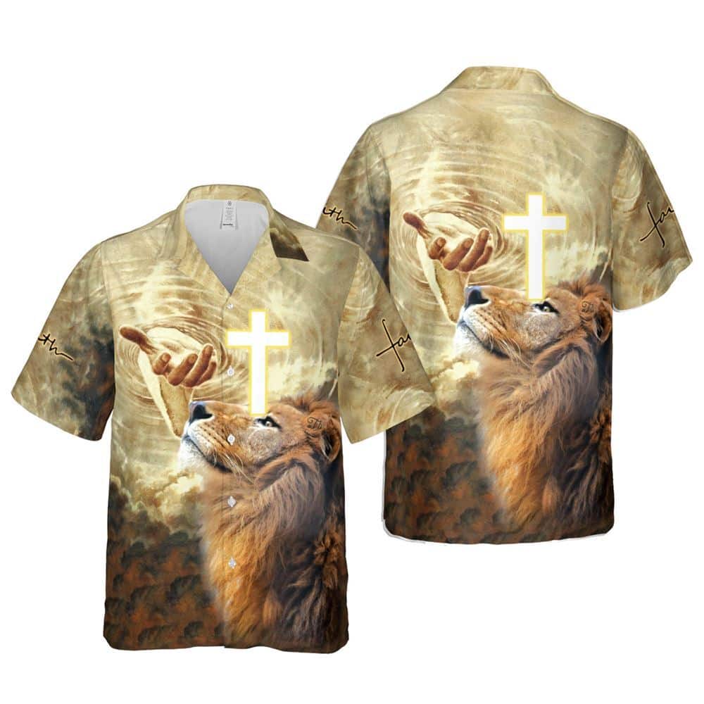 Jesus Lion Cross Religious Christian Cross Faith Hawaiian Shirt