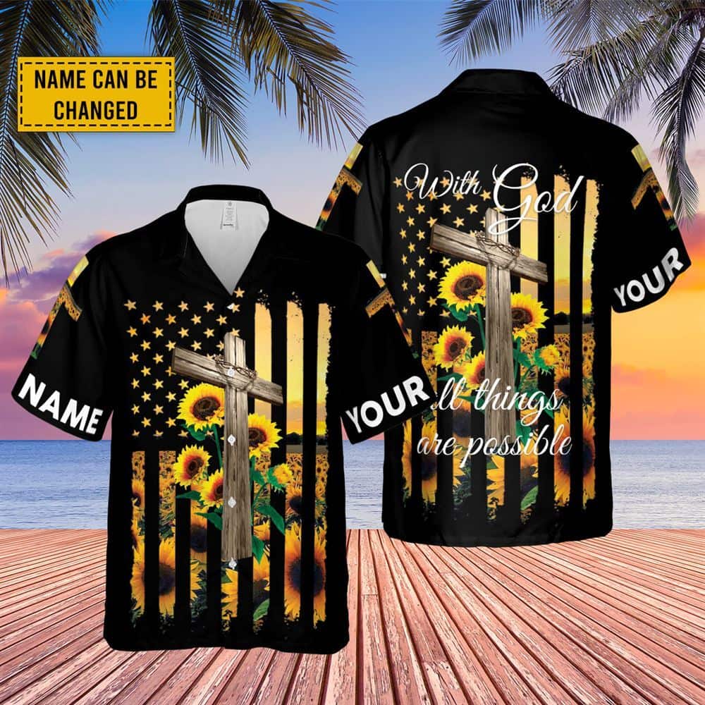 Customize Personalized Jesus Cross Sunflower America Religious Christian Hawaiian Shirt Customize Personalized Jesus Cross Sunflower America Religious Christian Hawaiian Shirt