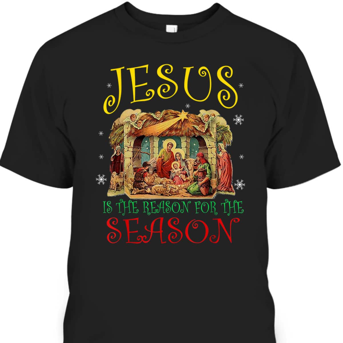 Christian Christmas Nativity Jesus Is The Reason For The Season Manger T-Shirt