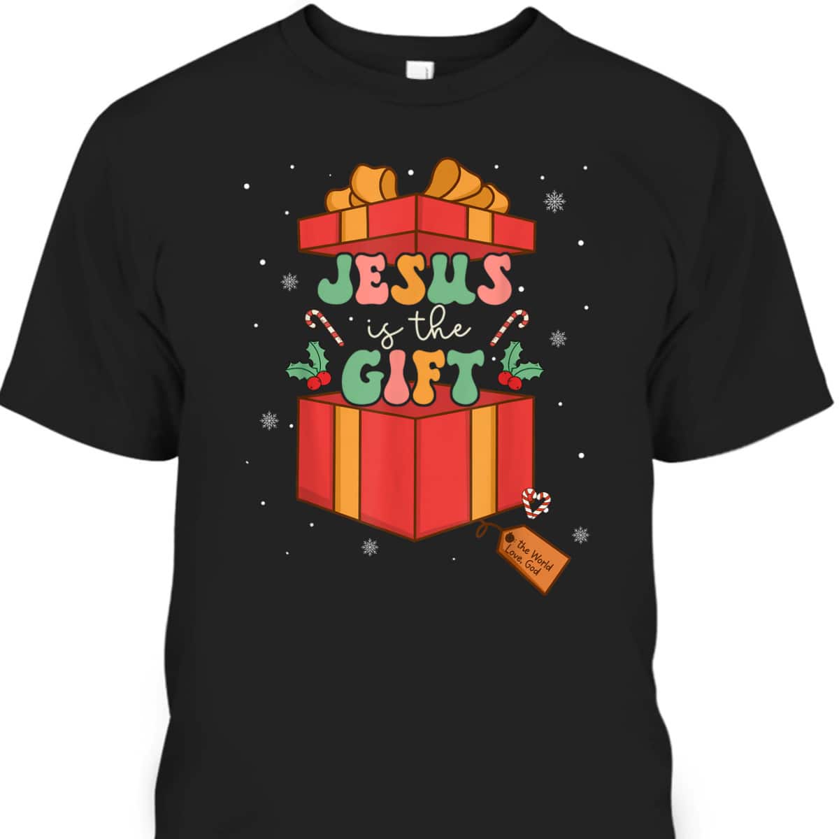 Retro Groovy Christian Christmas Jesus Is The Gift Xmas T-Shirt