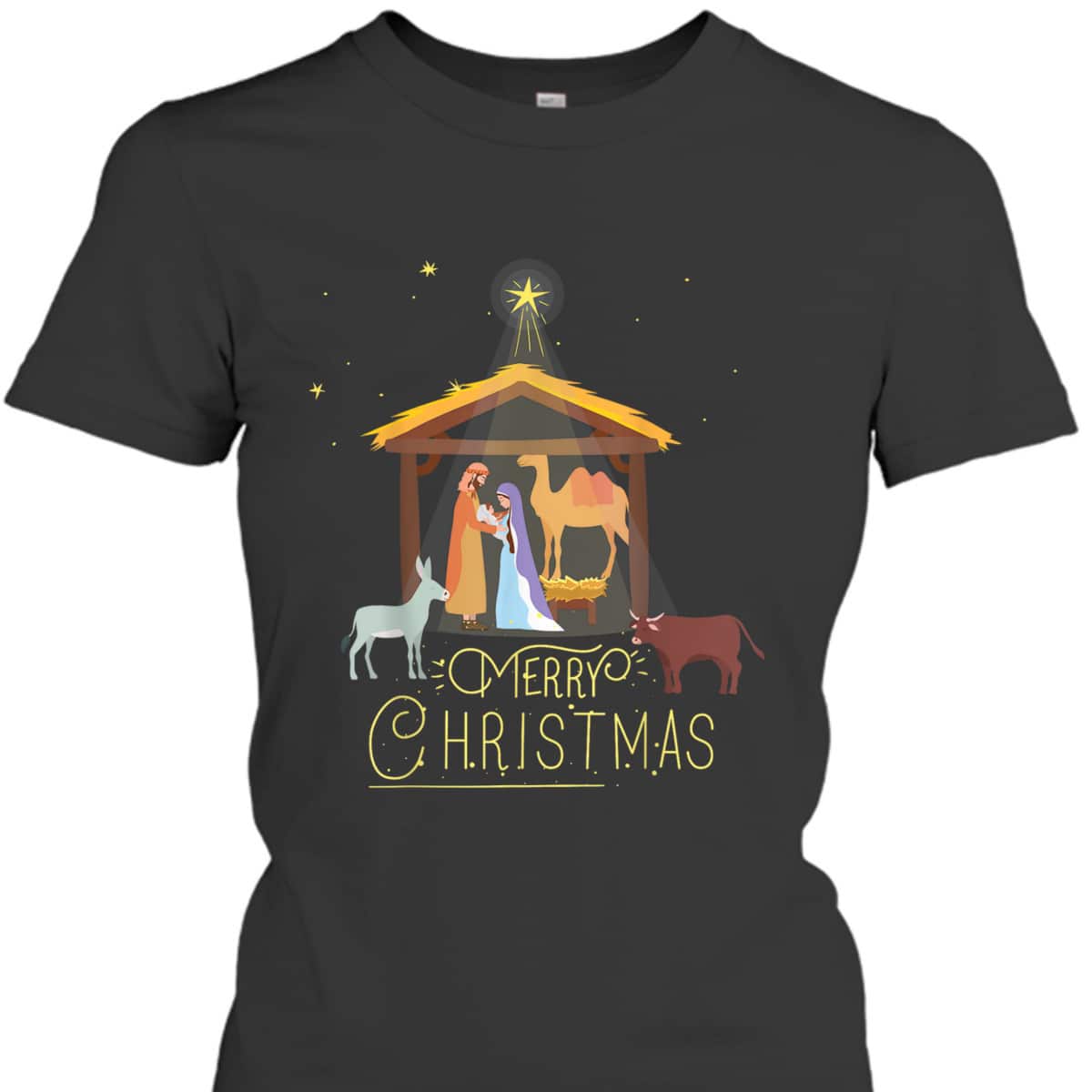 Merry Christmas Nativity Scene North Star Baby Jesus Short Sleeve T-Shirt Merry Christmas Nativity Scene North Star Baby Jesus Short Sleeve T-Shirt